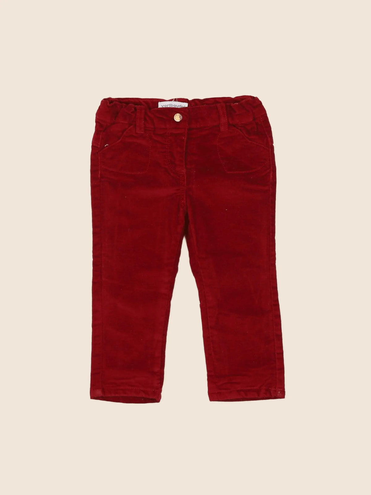 Vertbaudet - pantalon rouge - 12 mois