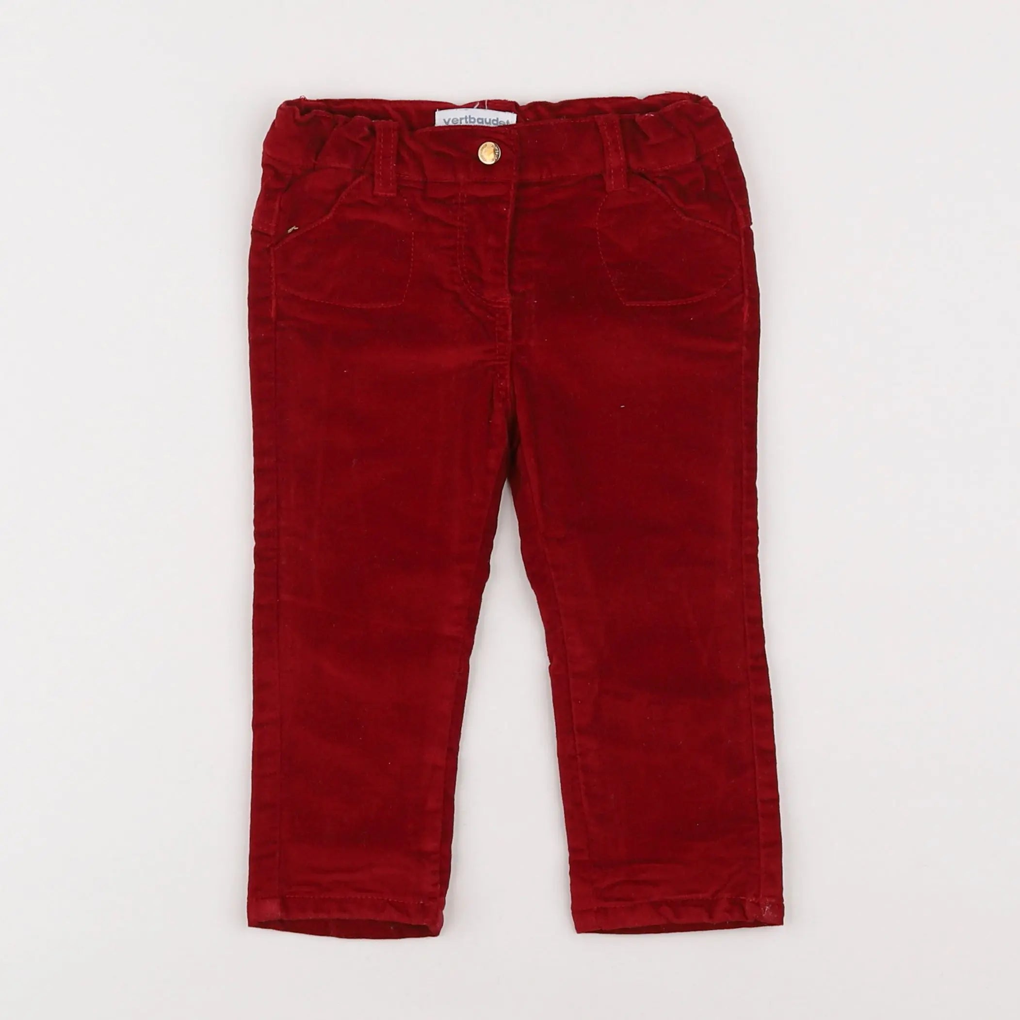 Vertbaudet - pantalon rouge - 12 mois