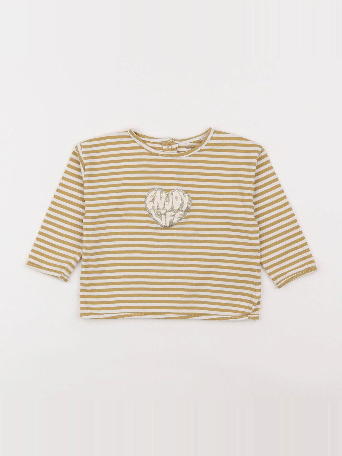 Vertbaudet - tee-shirt jaune, blanc - 12 mois