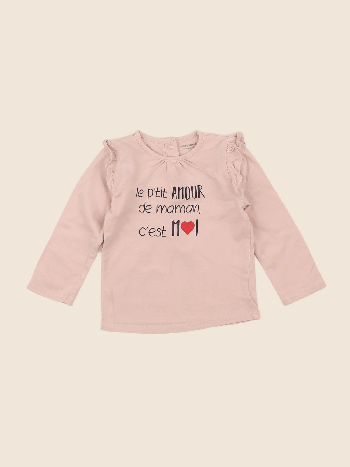 Vertbaudet - tee-shirt rose - 12 mois