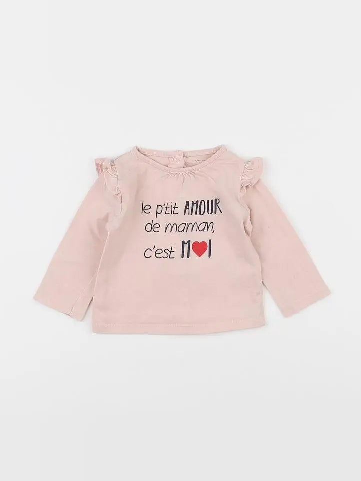 Vertbaudet - tee-shirt rose - 3 mois