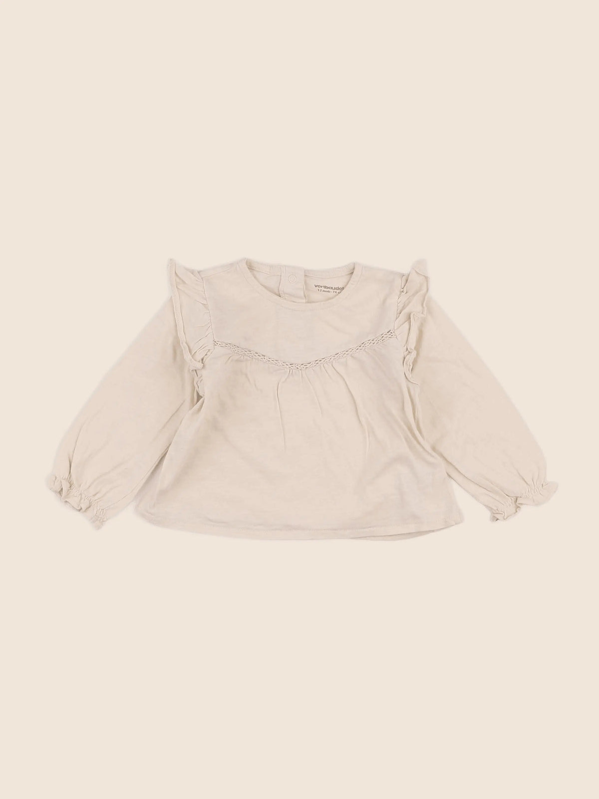 Vertbaudet - tee-shirt beige - 12 mois