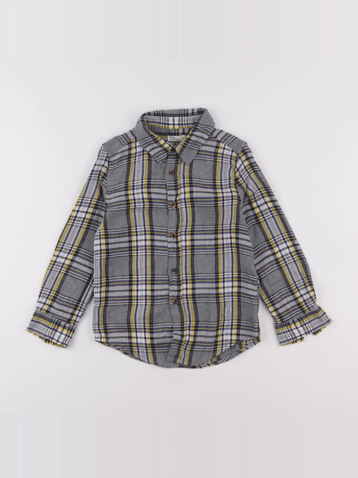 Little Cigogne - chemise gris, jaune - 4 ans