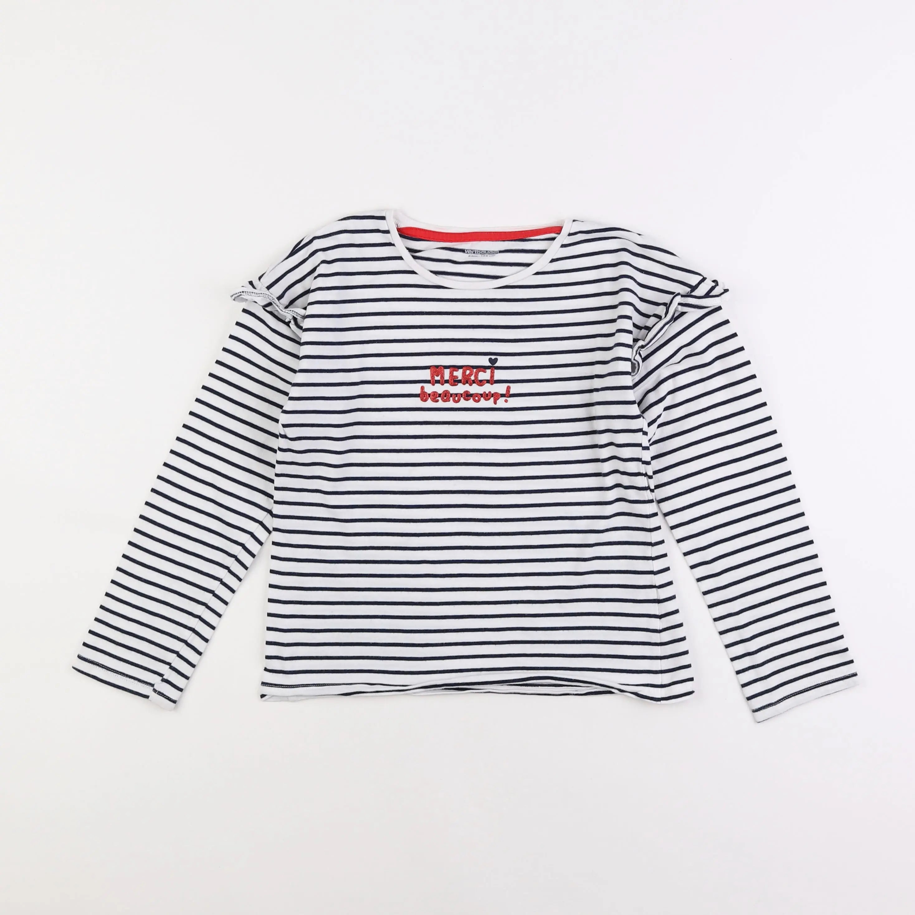 Vertbaudet - tee-shirt blanc, bleu - 8 ans