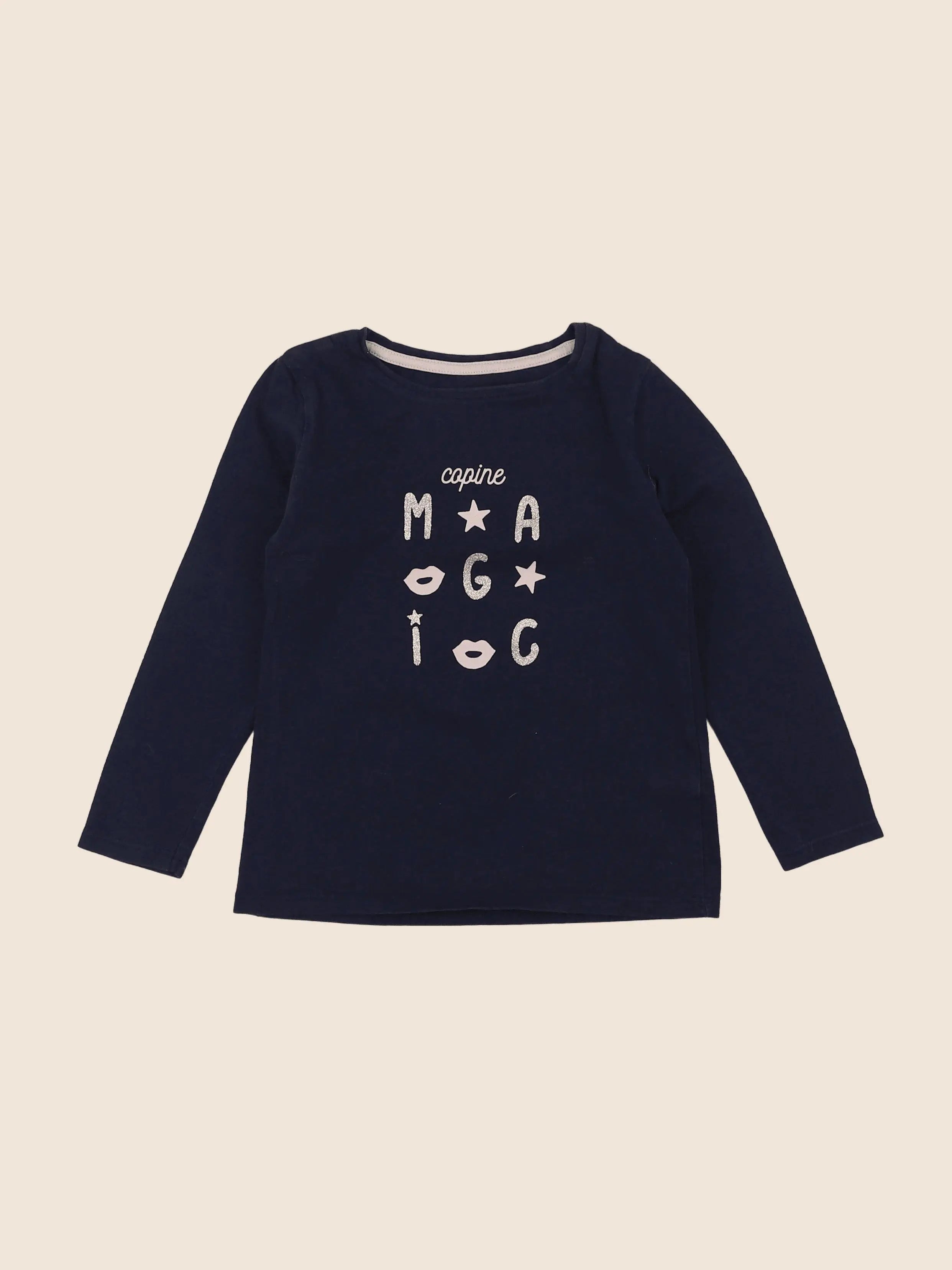 Vertbaudet - tee-shirt bleu, or - 4 ans