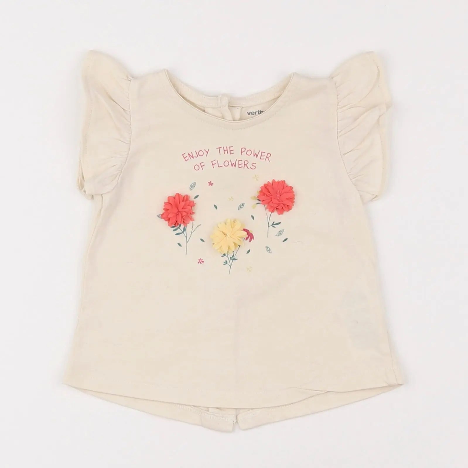 Vertbaudet - tee-shirt beige - 6 mois
