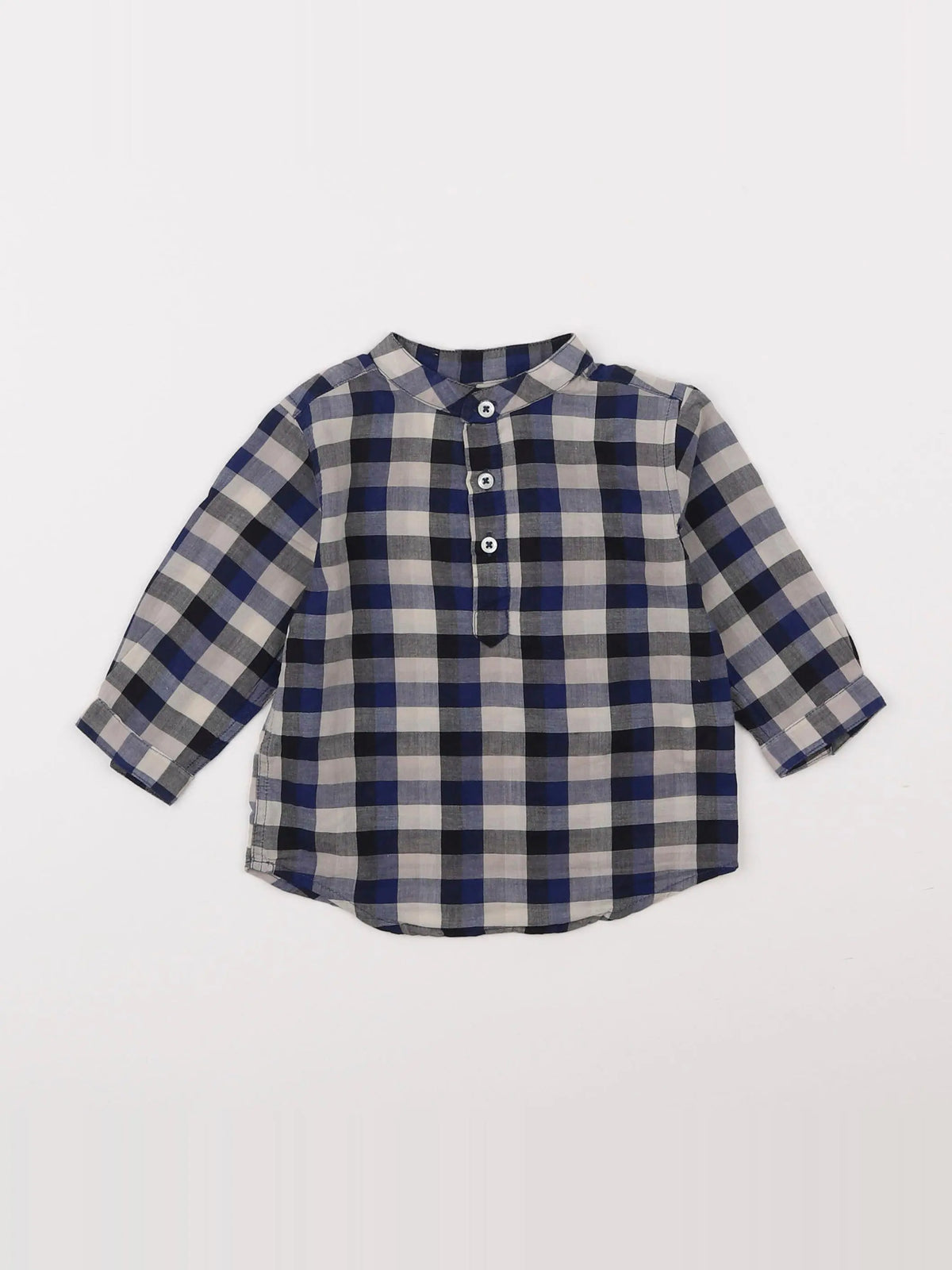 Monoprix - chemise gris, bleu - 6 mois