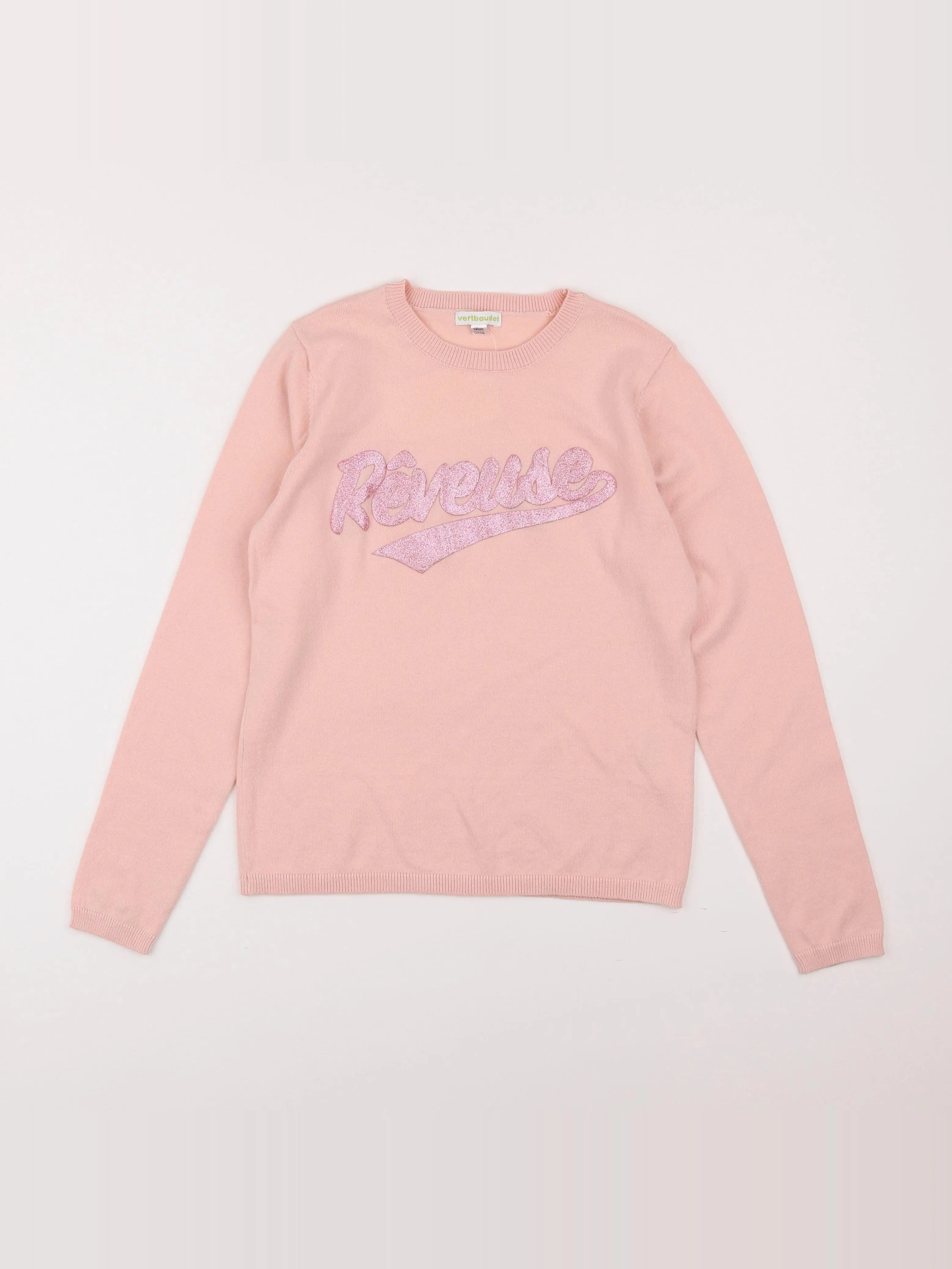 Vertbaudet - pull rose - 10 ans