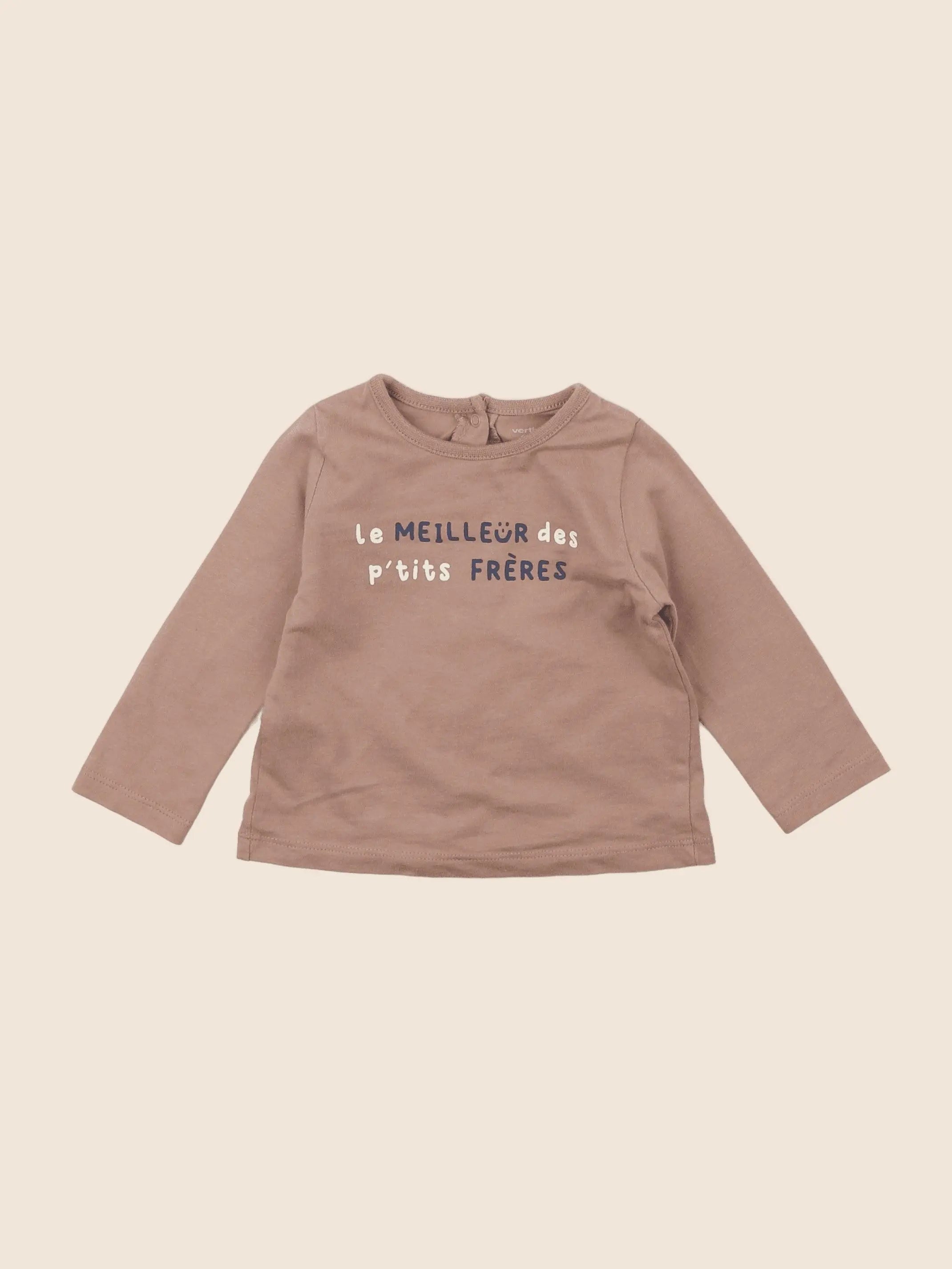Vertbaudet - tee-shirt marron - 6 mois