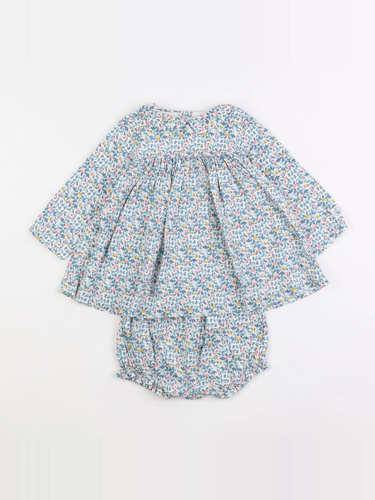 Petit Bateau - robe bleu, rose - 12 mois