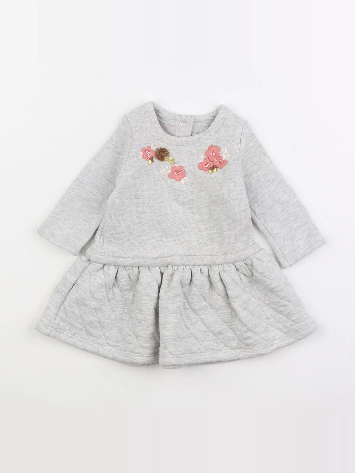 Petit Bateau - robe gris, rose - 6 mois