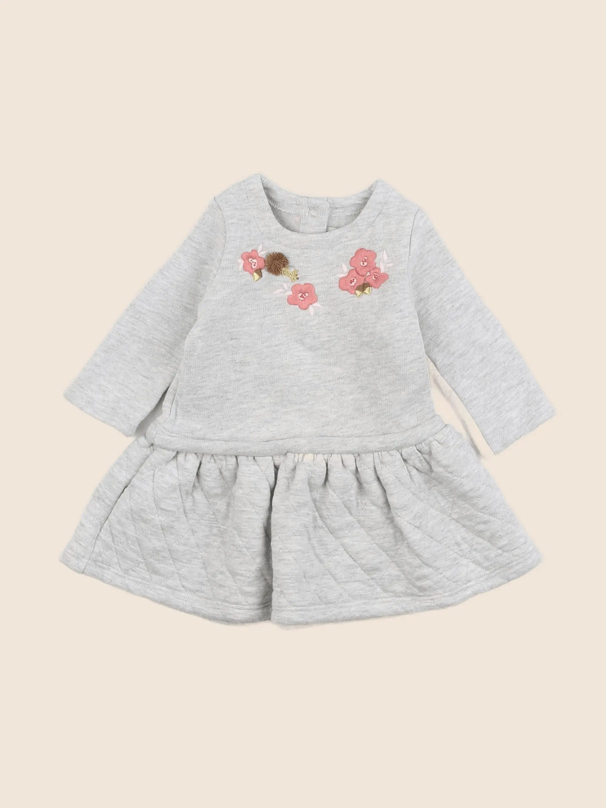 Petit Bateau - robe gris, rose - 6 mois