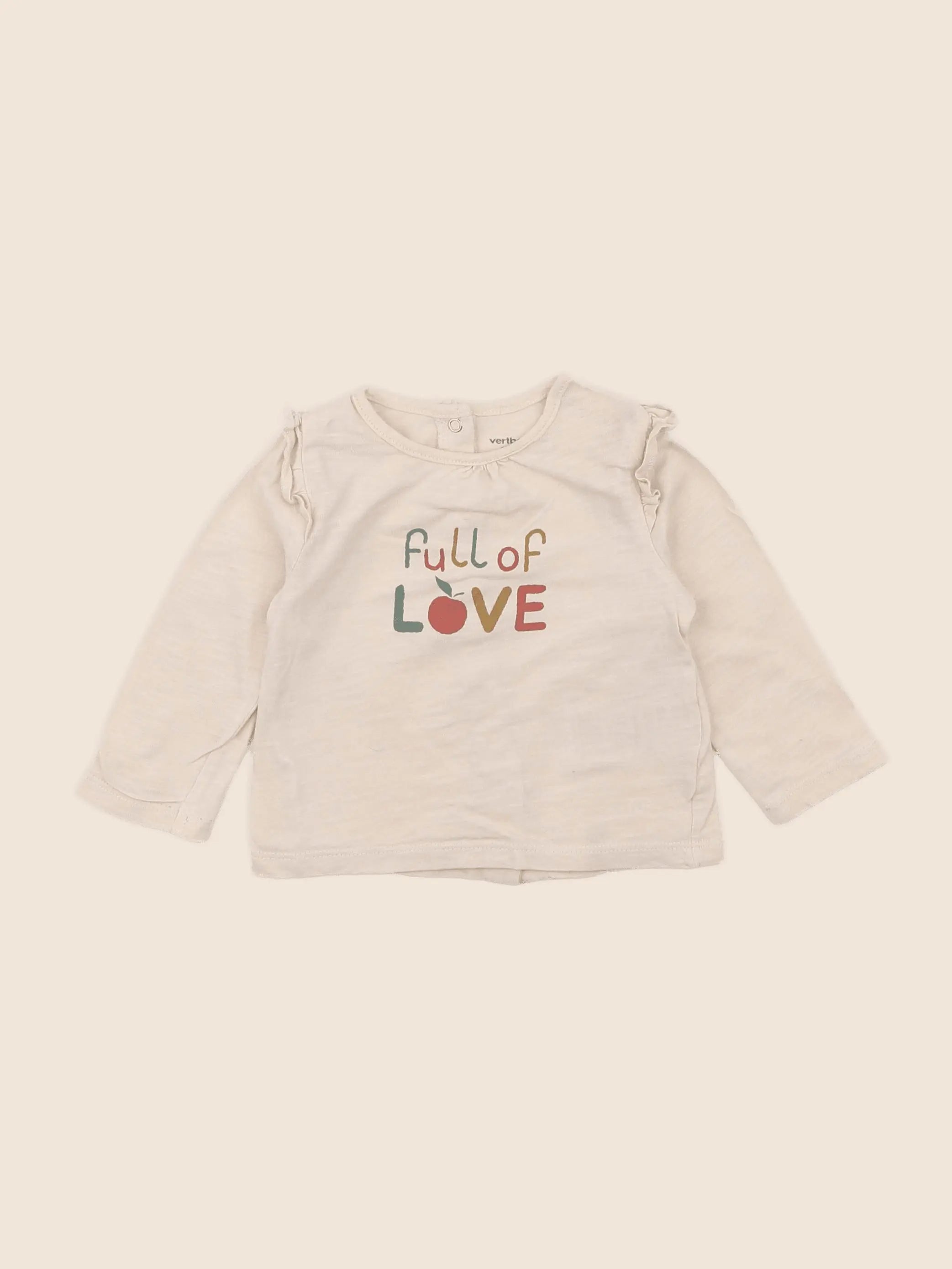 Vertbaudet - tee-shirt beige - 6 mois