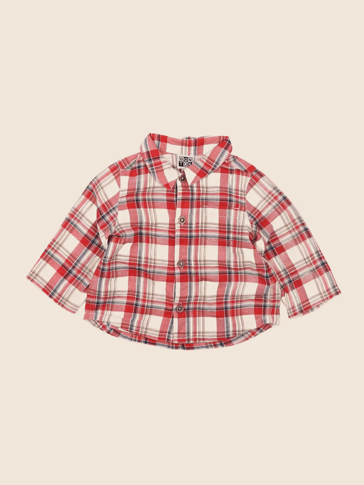 Bonton - chemise rouge - 6 mois