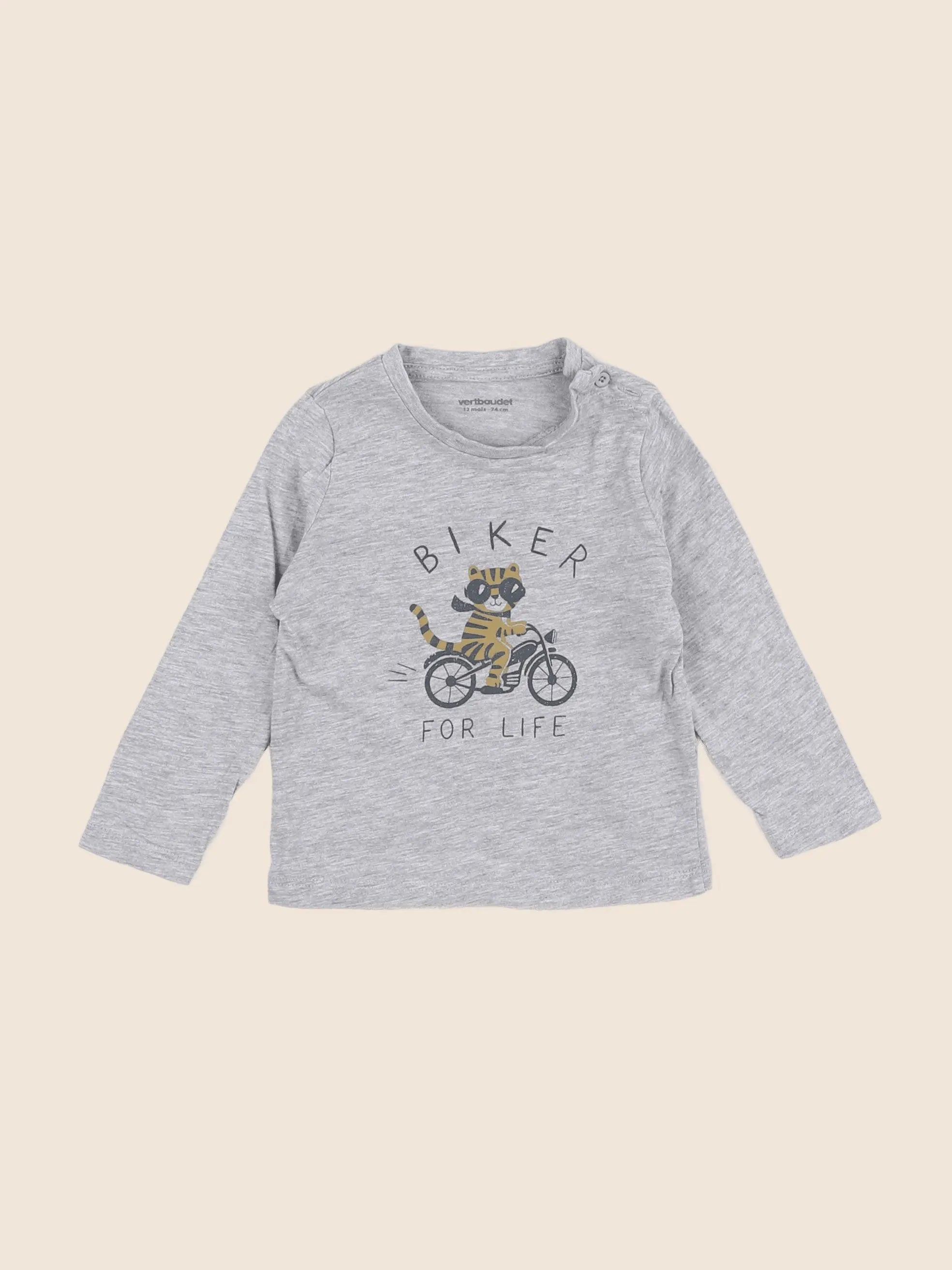 Vertbaudet - tee-shirt gris - 12 mois