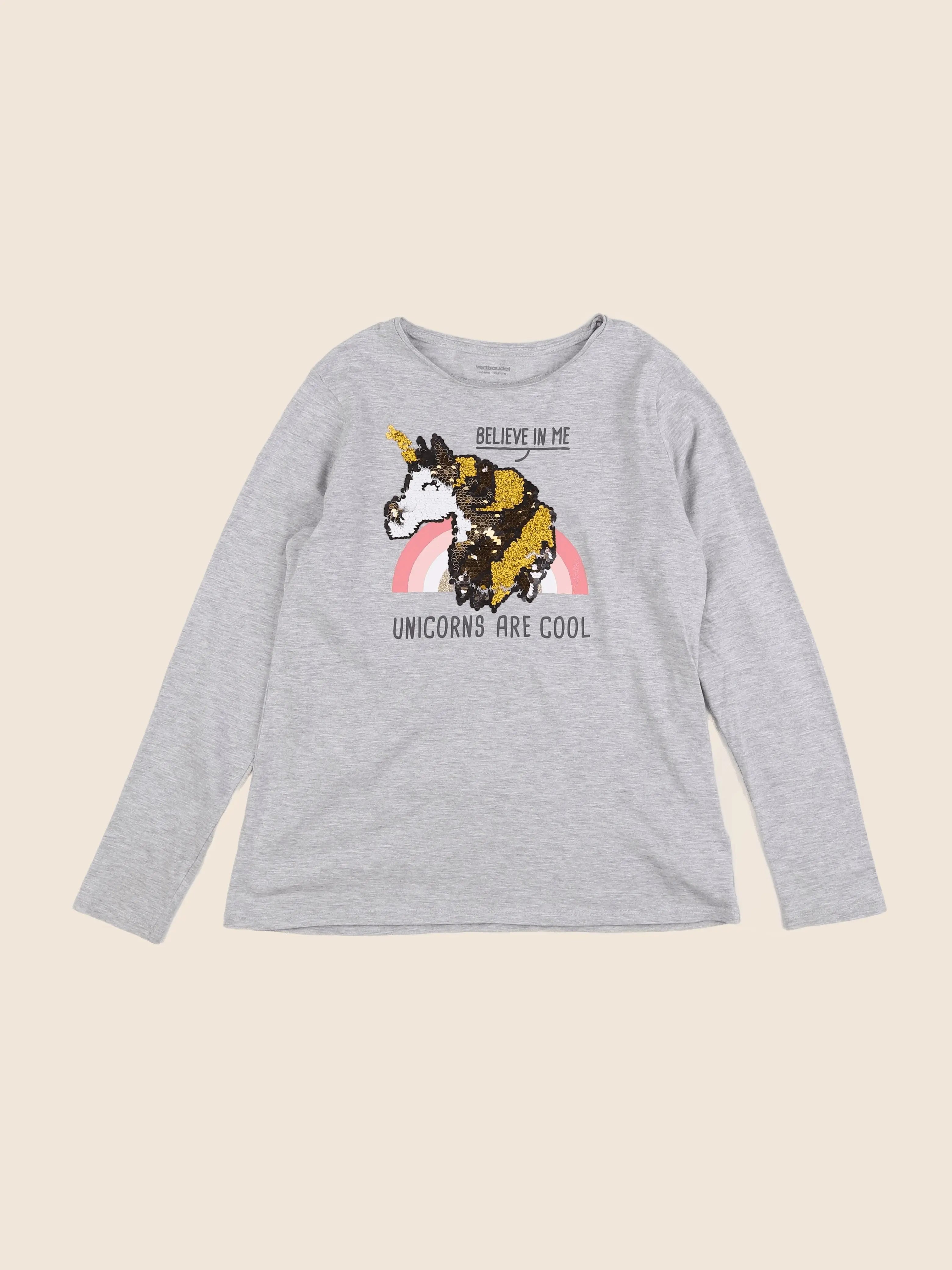 Vertbaudet - tee-shirt gris - 12 ans