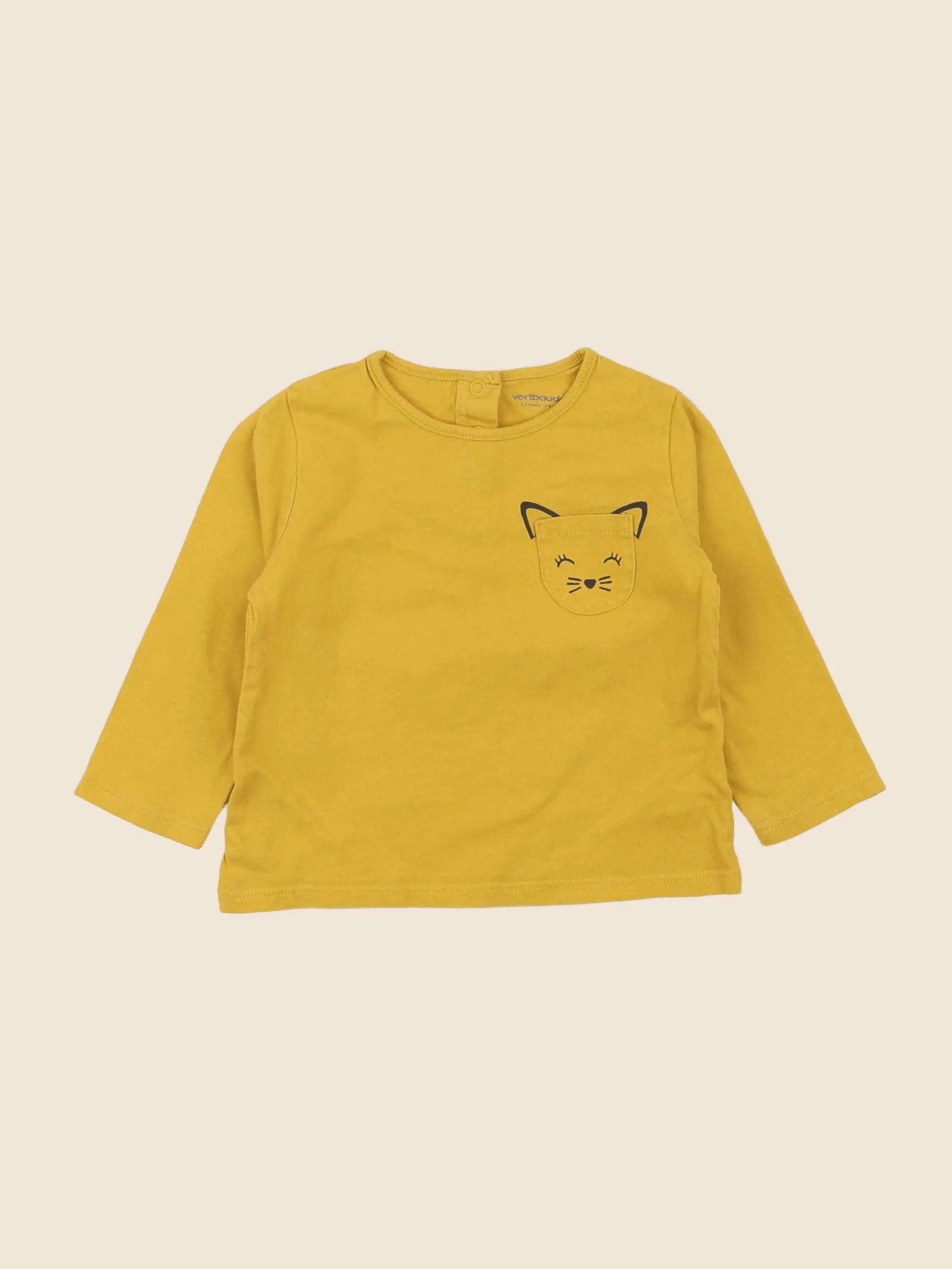 Vertbaudet - tee-shirt jaune - 12 mois