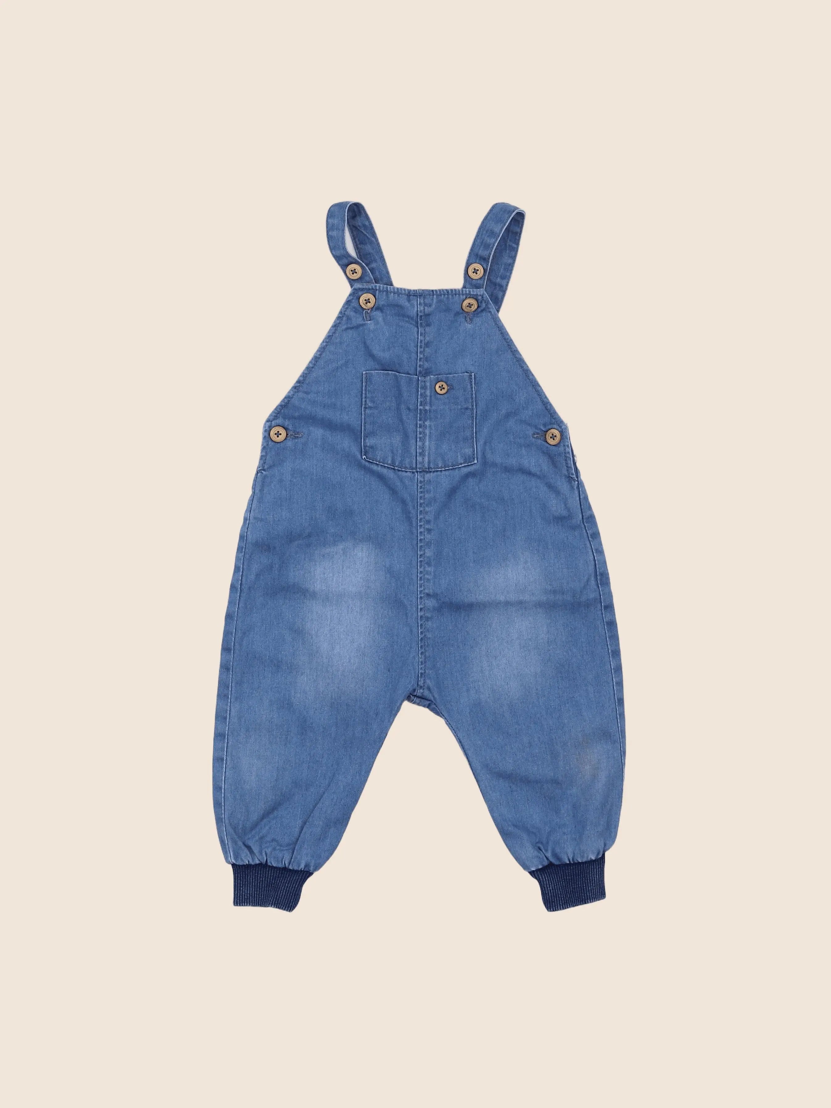 Zara - salopette bleu - 6/9 mois