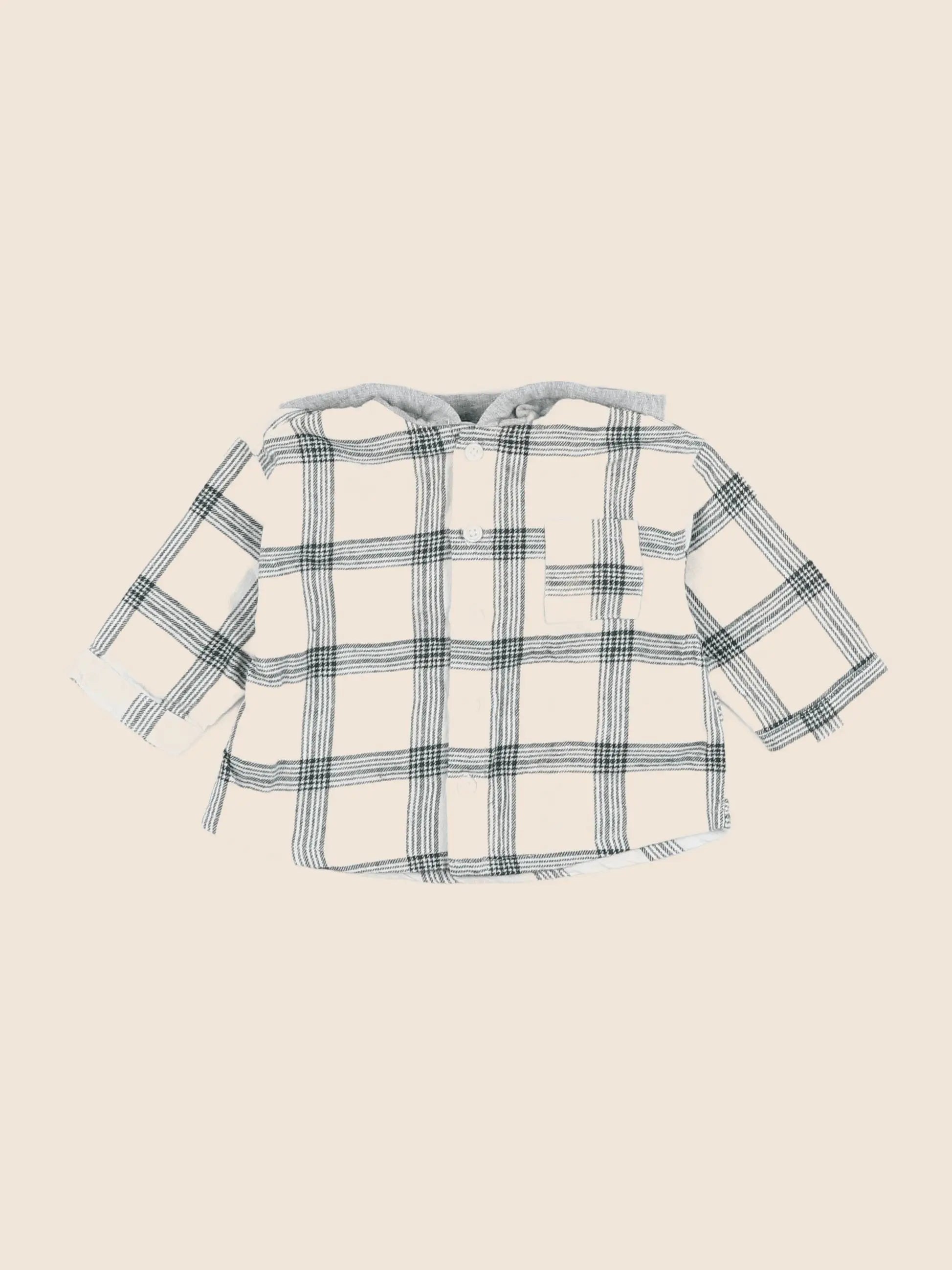 Vertbaudet - chemise beige, vert - 6 mois