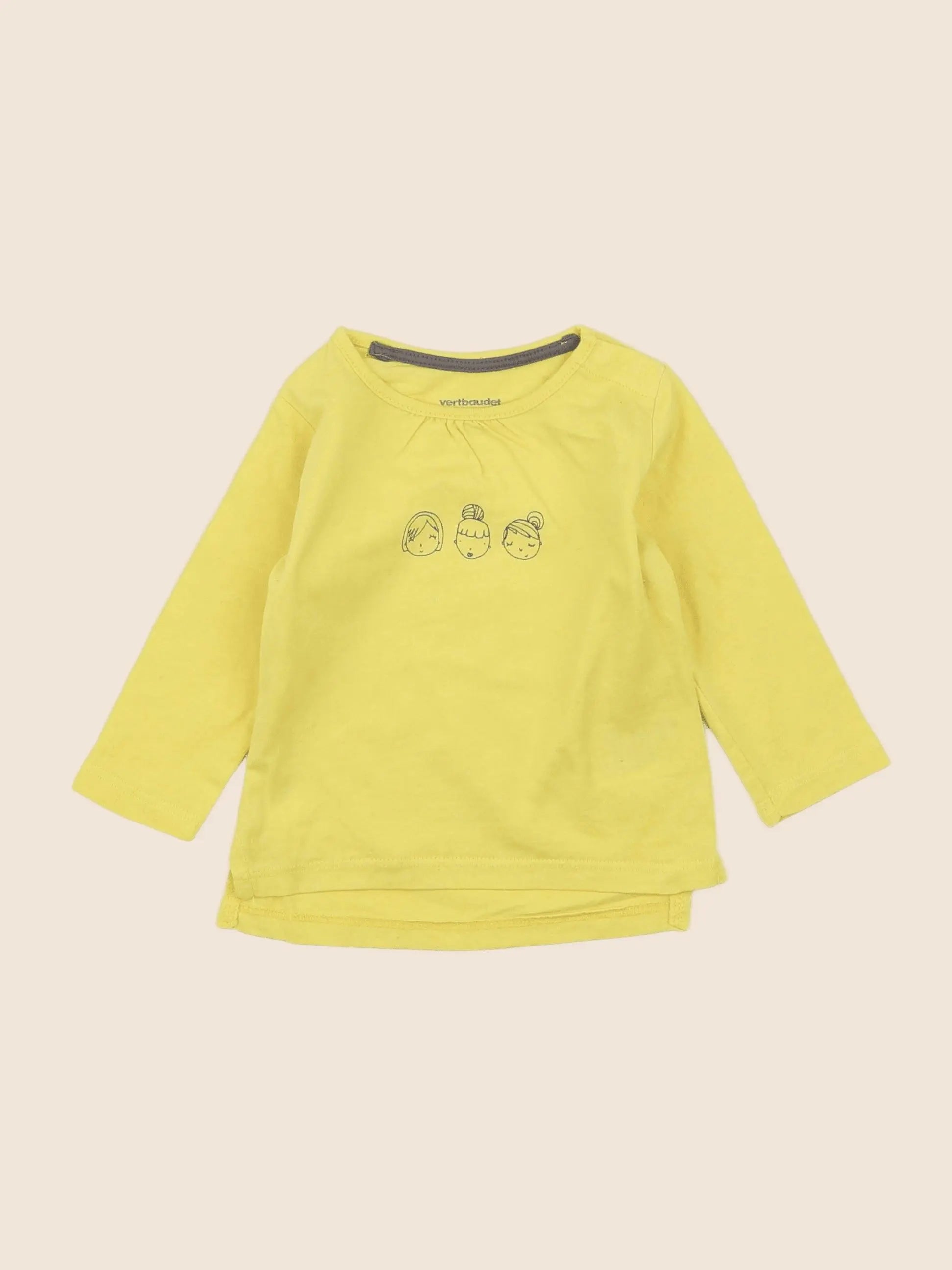 Vertbaudet - tee-shirt jaune - 6 mois