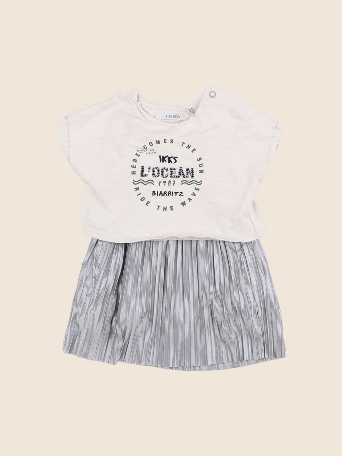 IKKS - robe beige, argent - 12 mois