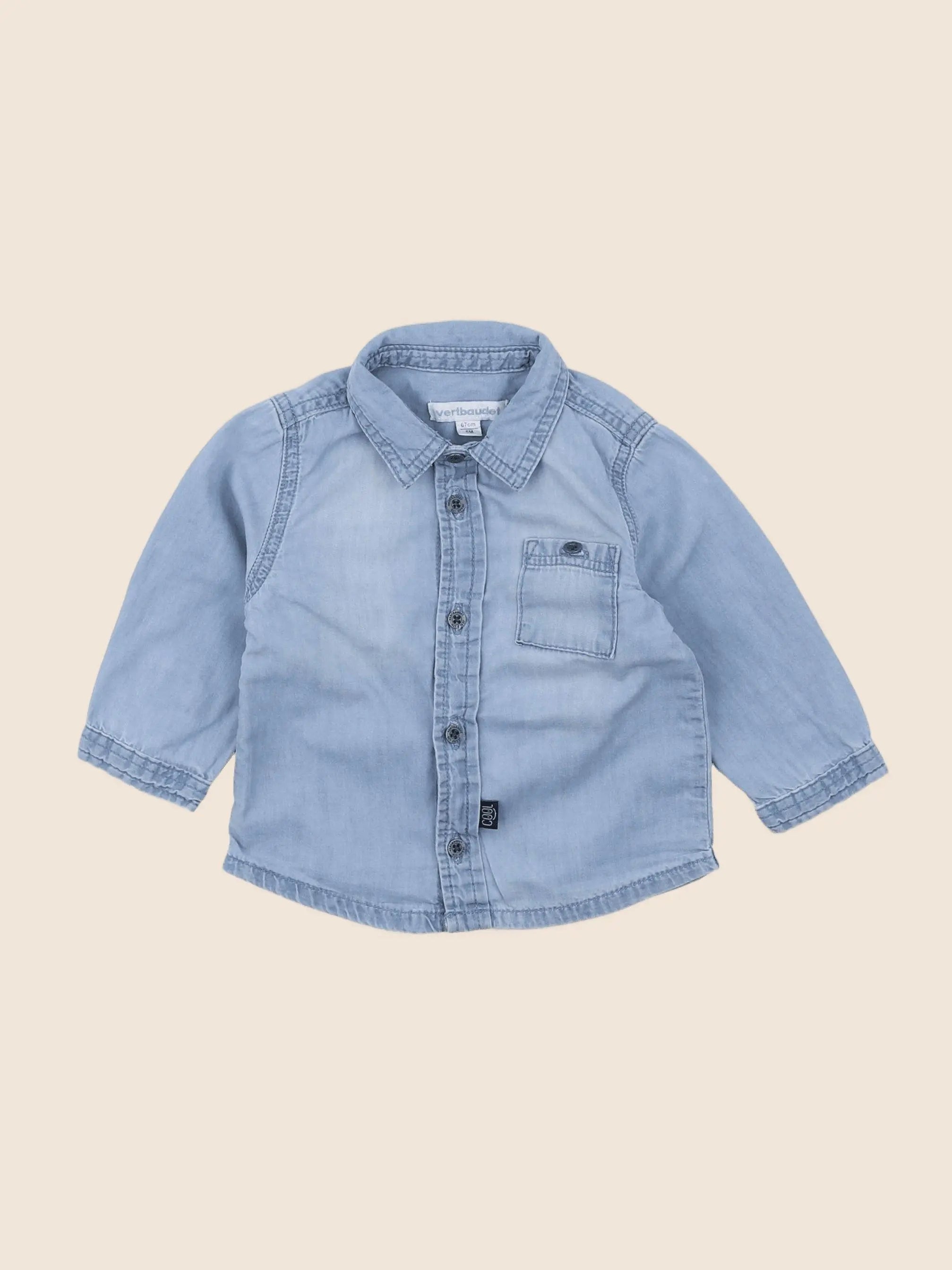 Vertbaudet - chemise bleu - 6 mois