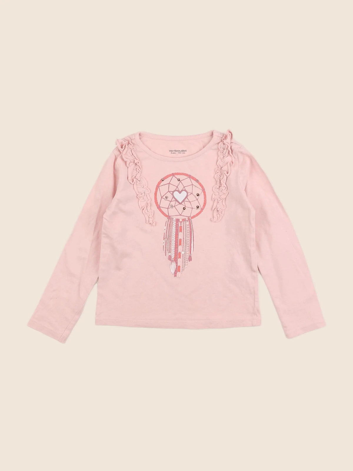 Vertbaudet - tee-shirt rose - 4 ans