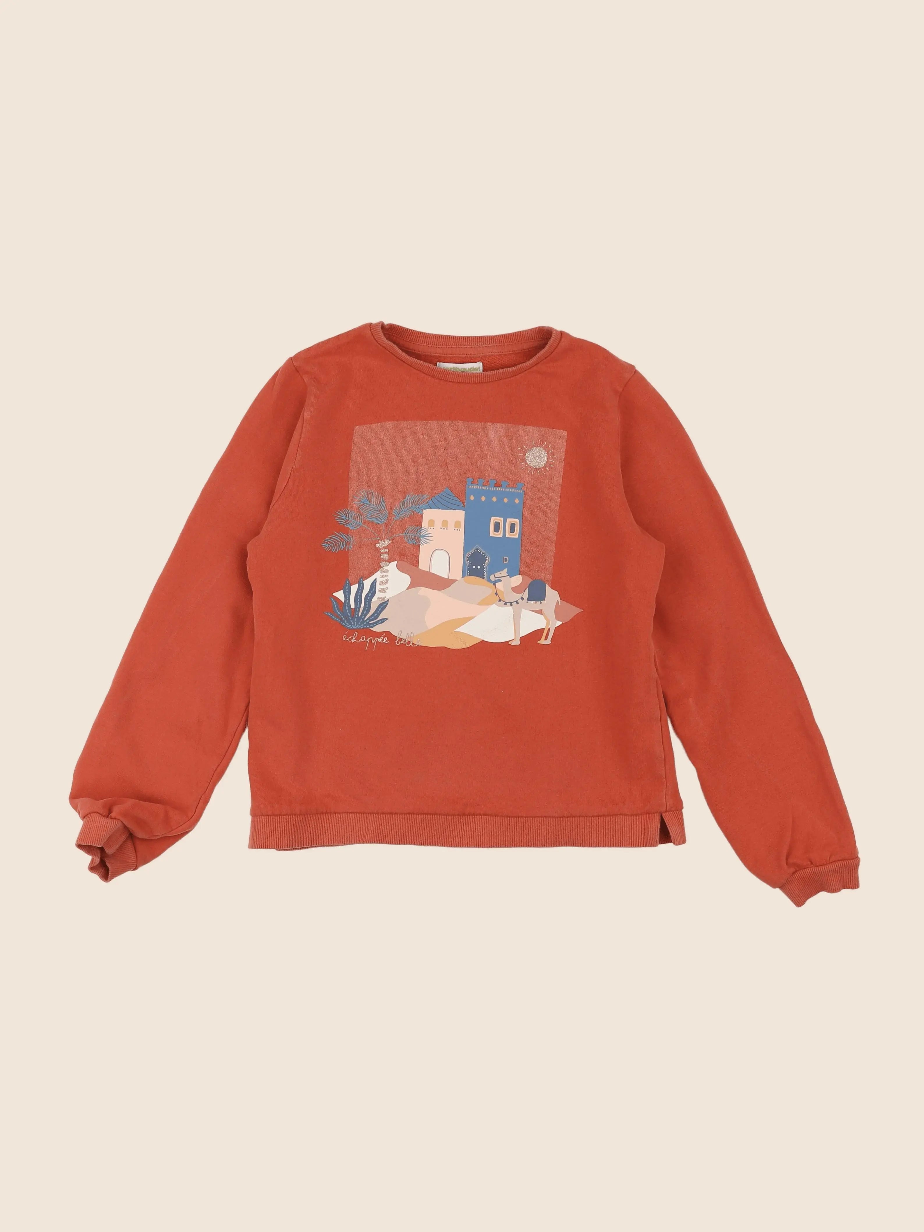 Vertbaudet - sweat orange - 10 ans