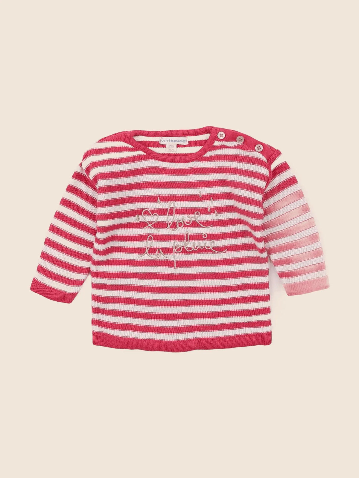 Vertbaudet - pull rose - 6 mois