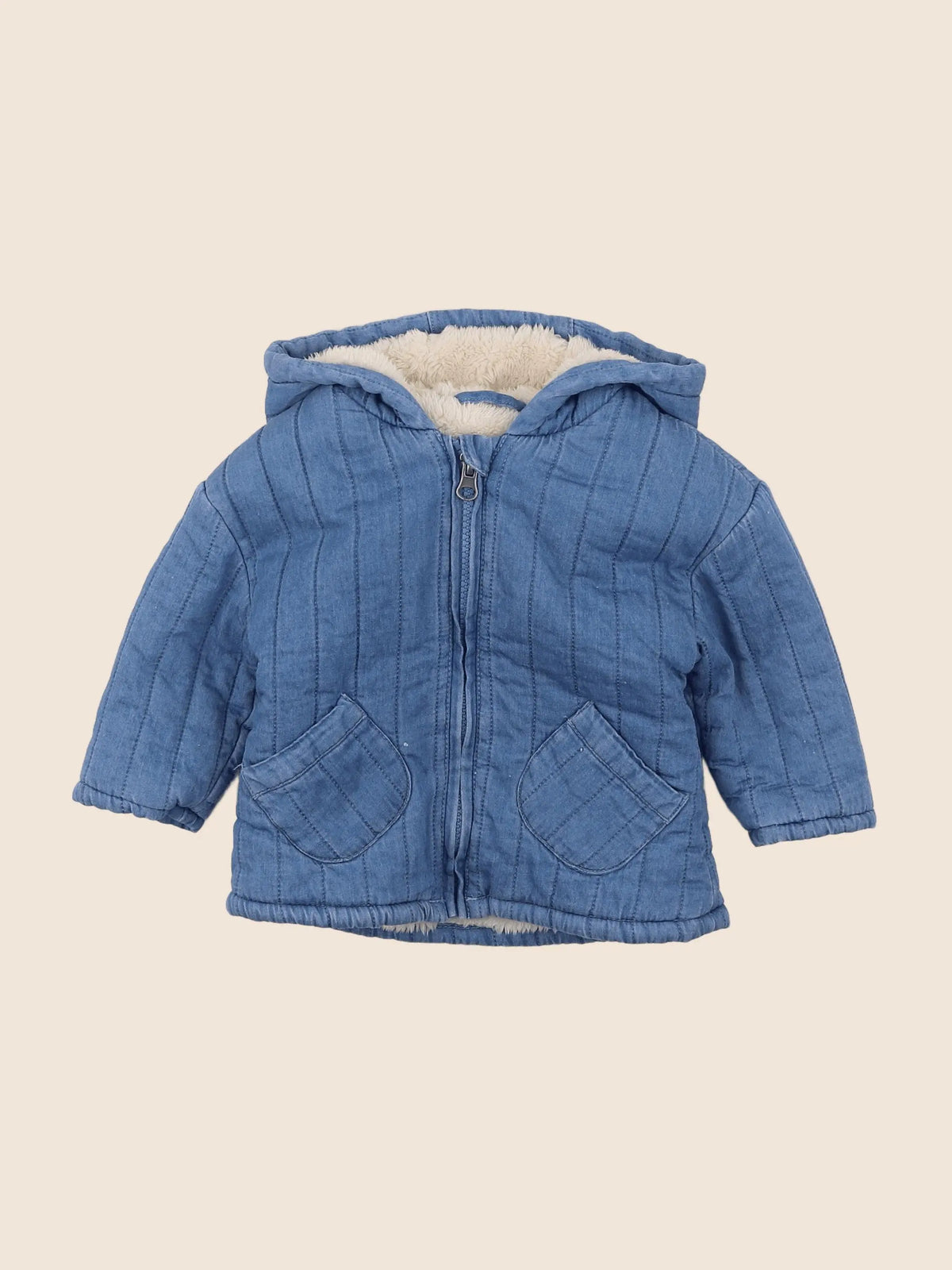 Vertbaudet - veste doublé bleu - 9 mois