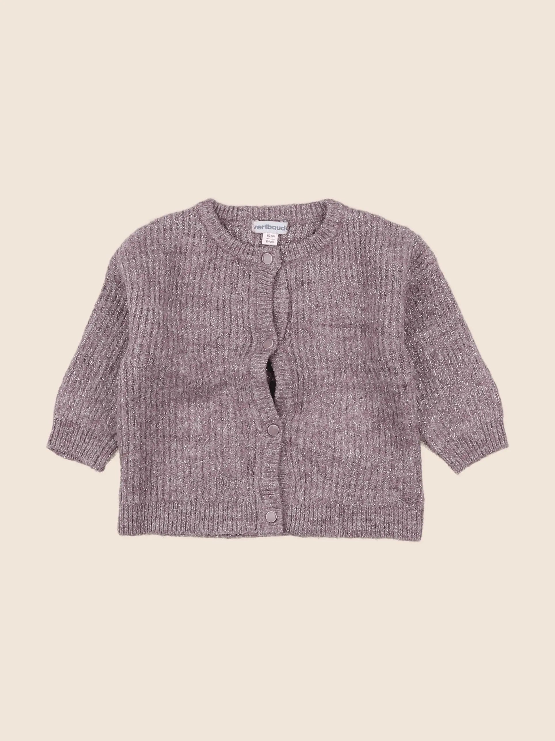 Vertbaudet - gilet violet - 6 mois
