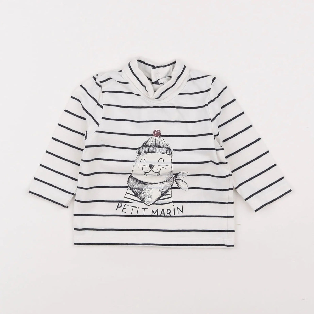 Vertbaudet - sous-pull bleu, blanc - 3 mois