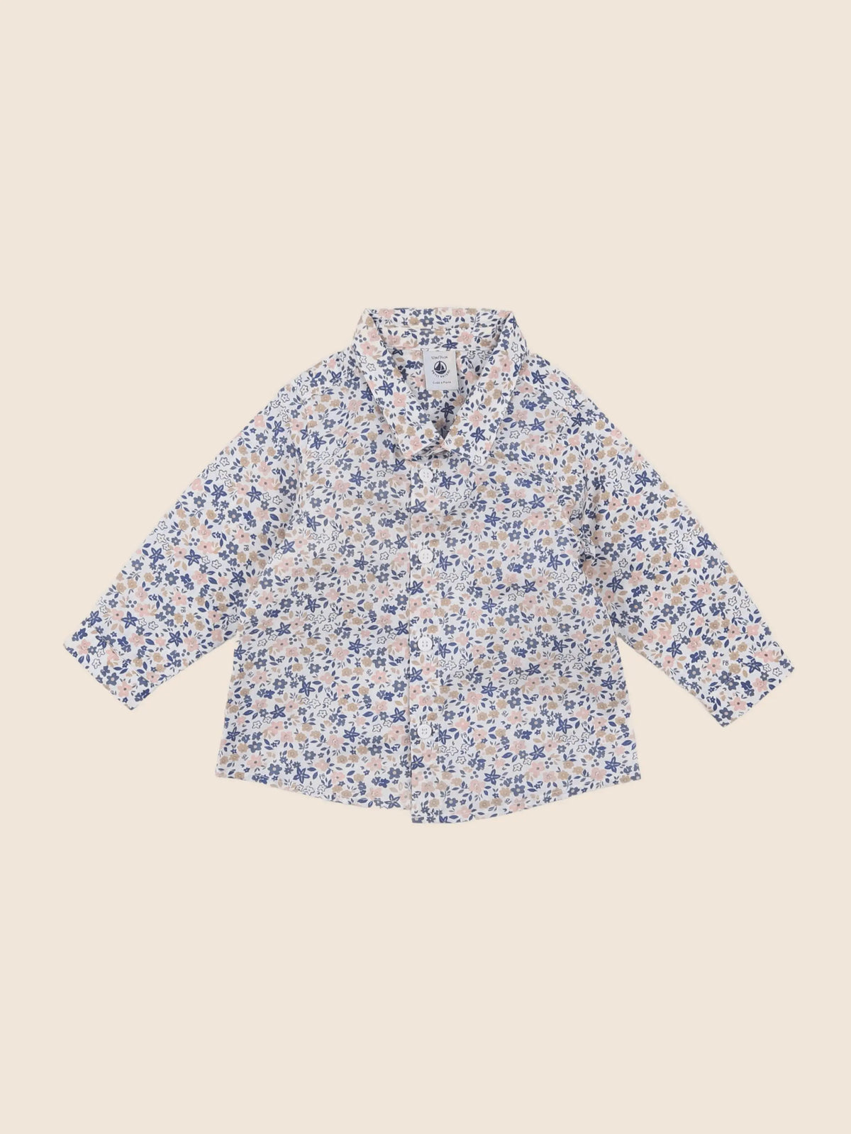 Petit Bateau - chemise bleu - 12 mois
