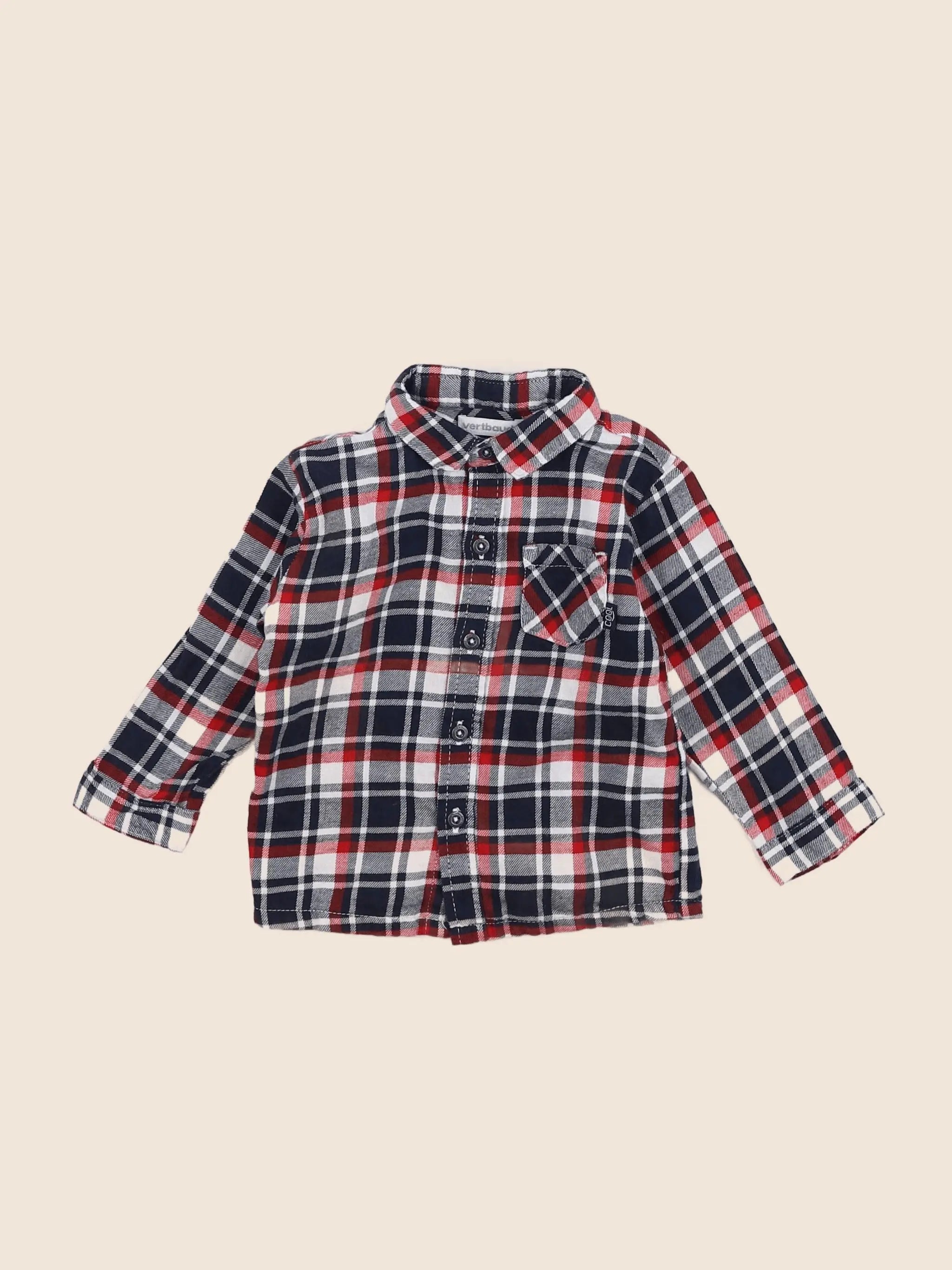 Vertbaudet - chemise bleu - 6/9 mois
