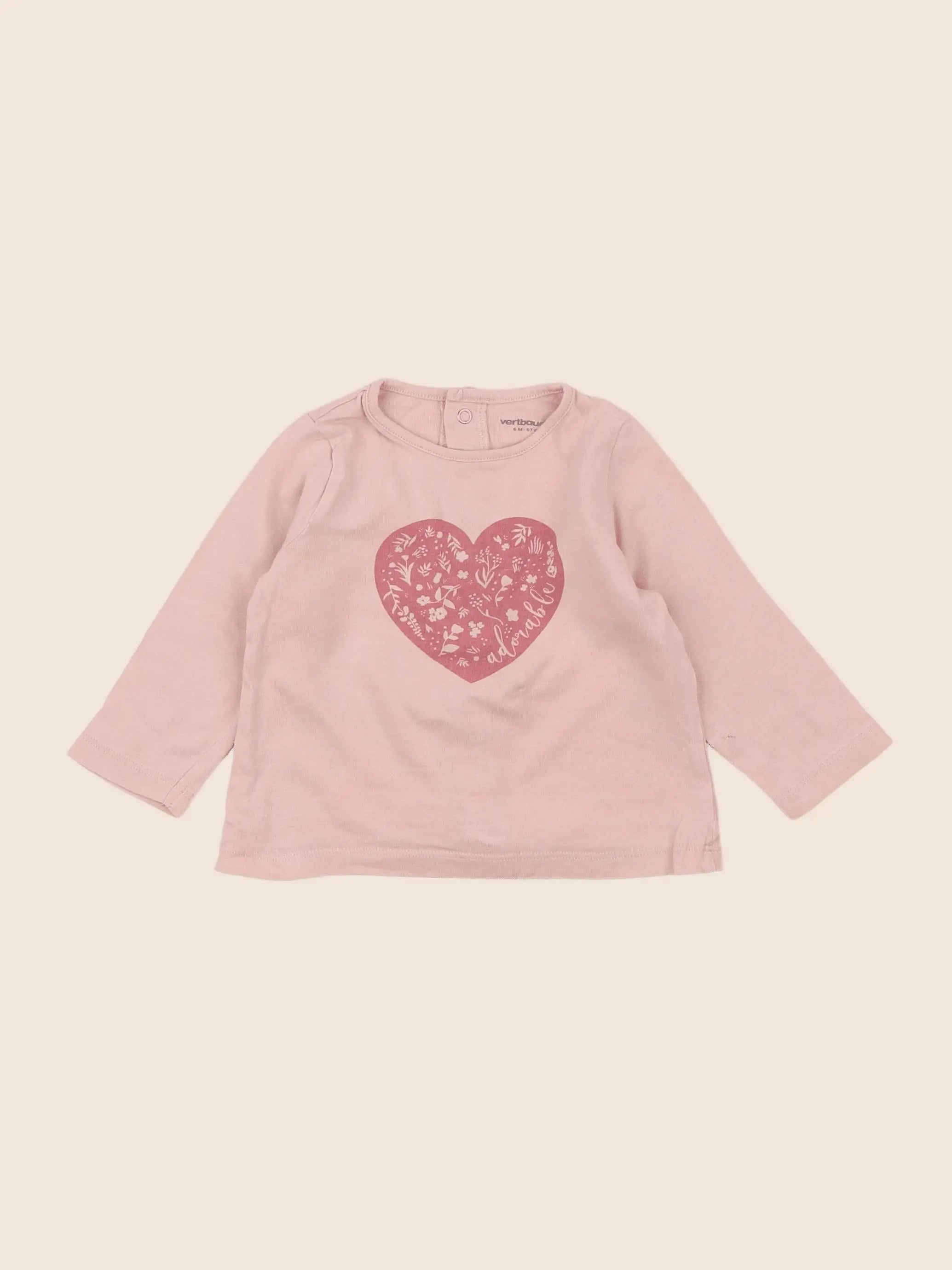 Vertbaudet - tee-shirt rose - 6 mois
