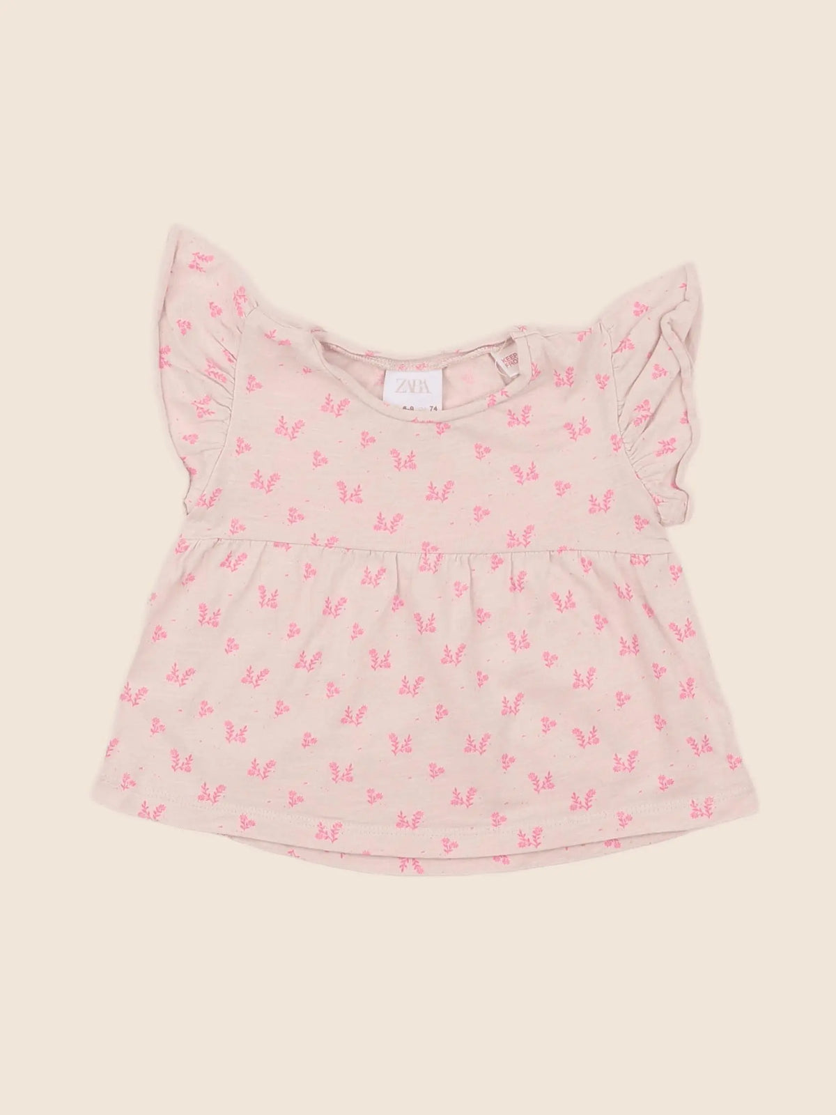 Zara - tee-shirt rose - 6/9 mois