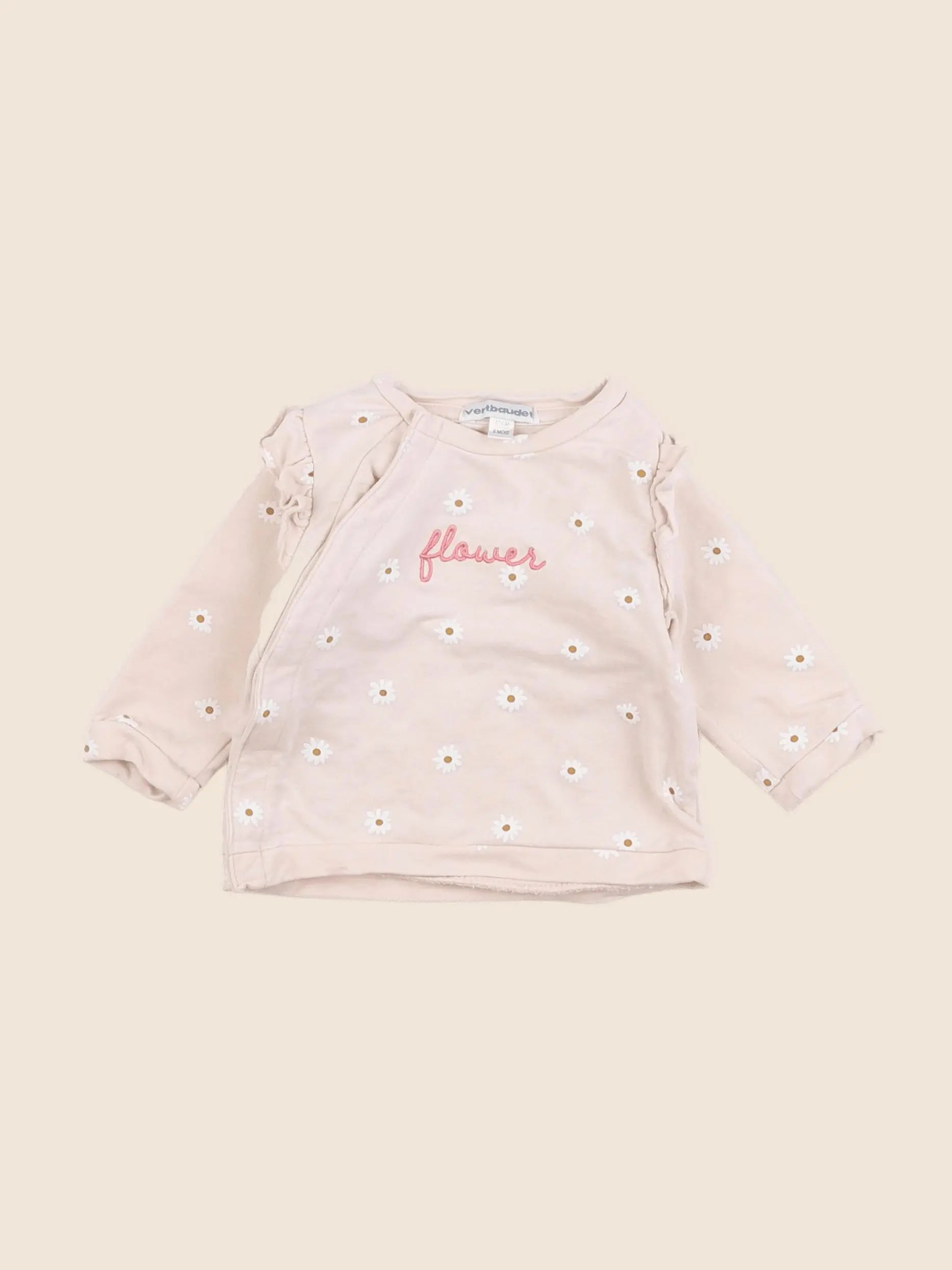 Vertbaudet - sweat rose - 6 mois