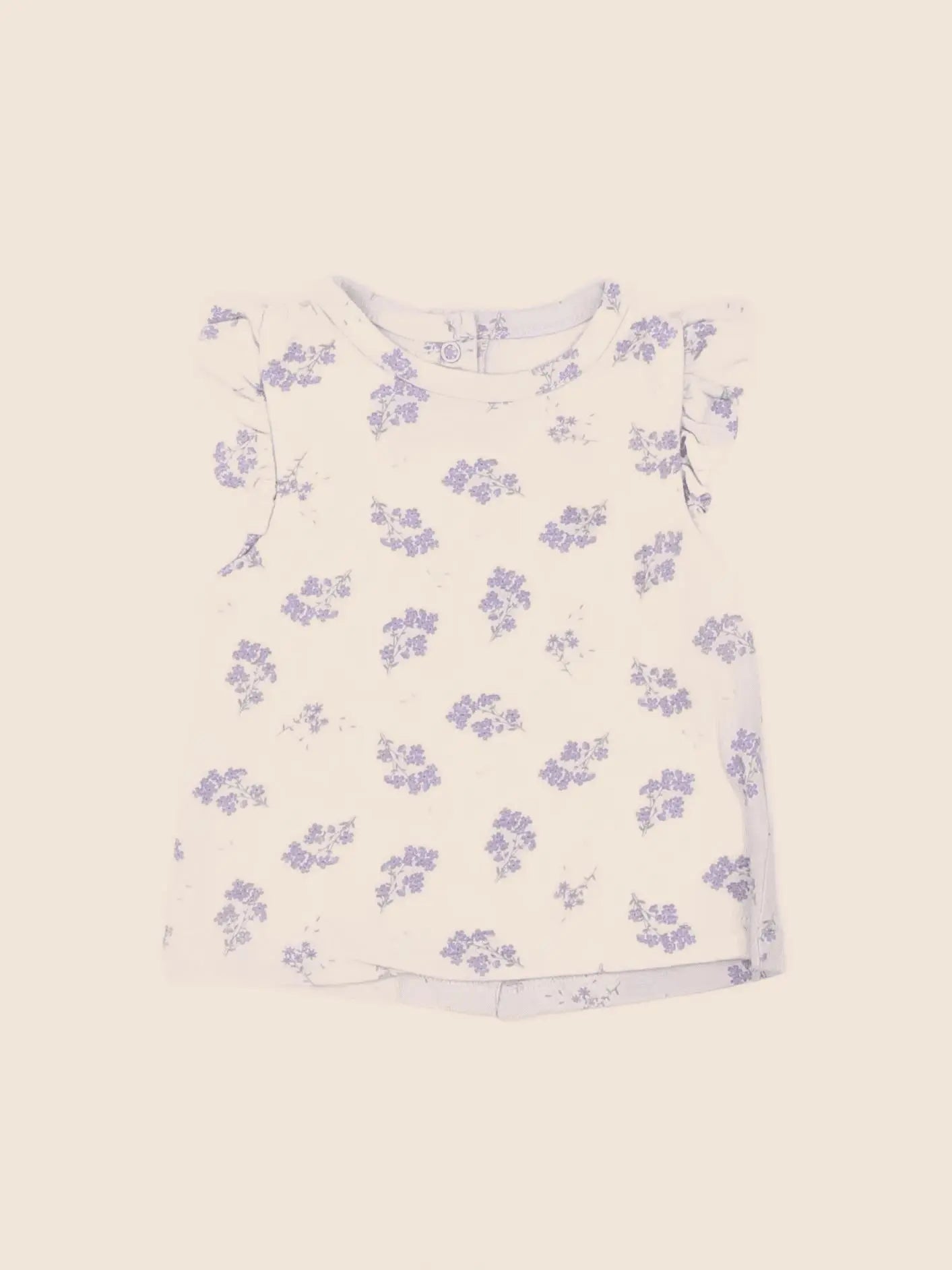 Vertbaudet - tee-shirt beige, violet - 3 mois