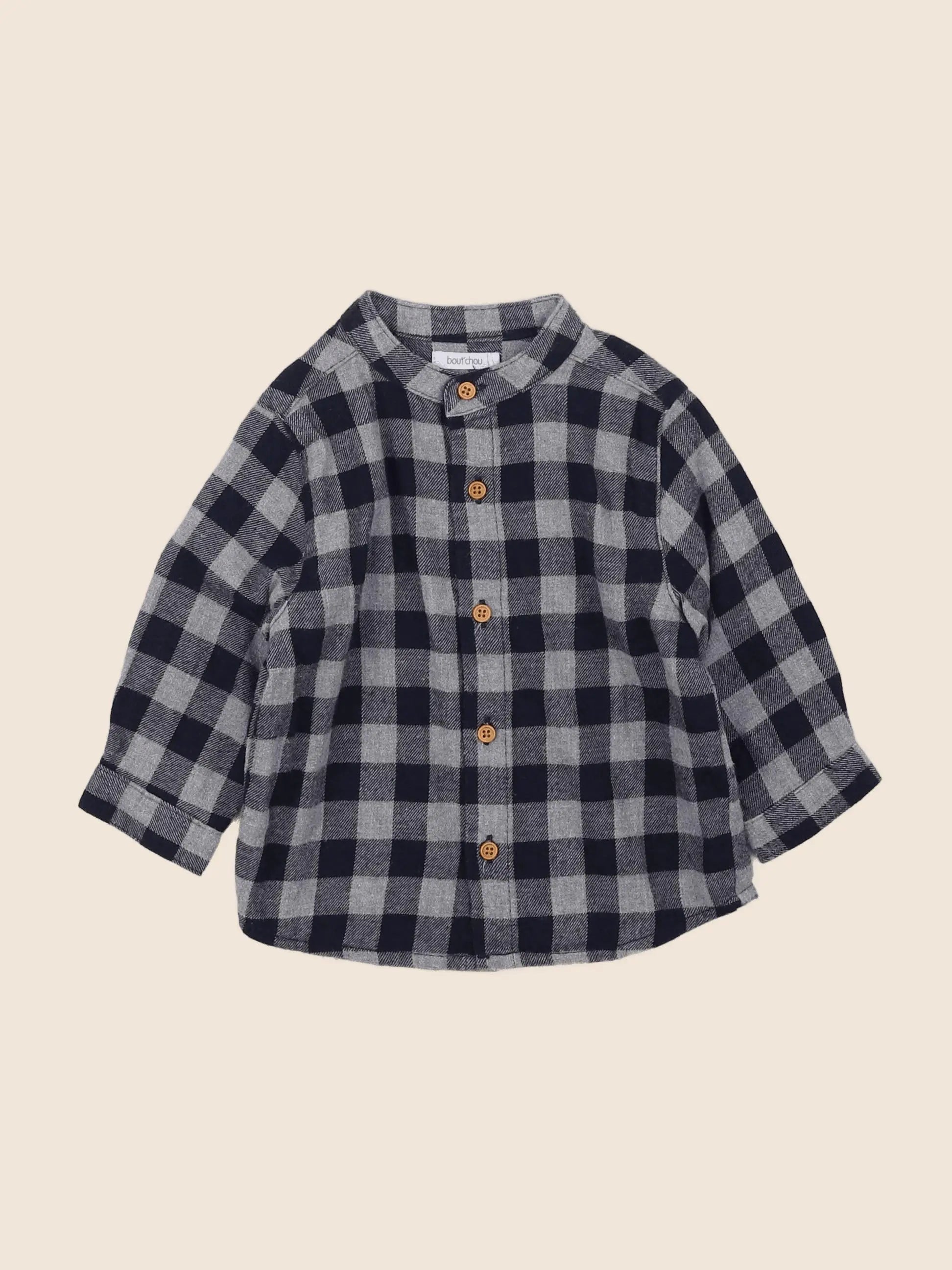 Boutchou - chemise gris, bleu - 9 mois