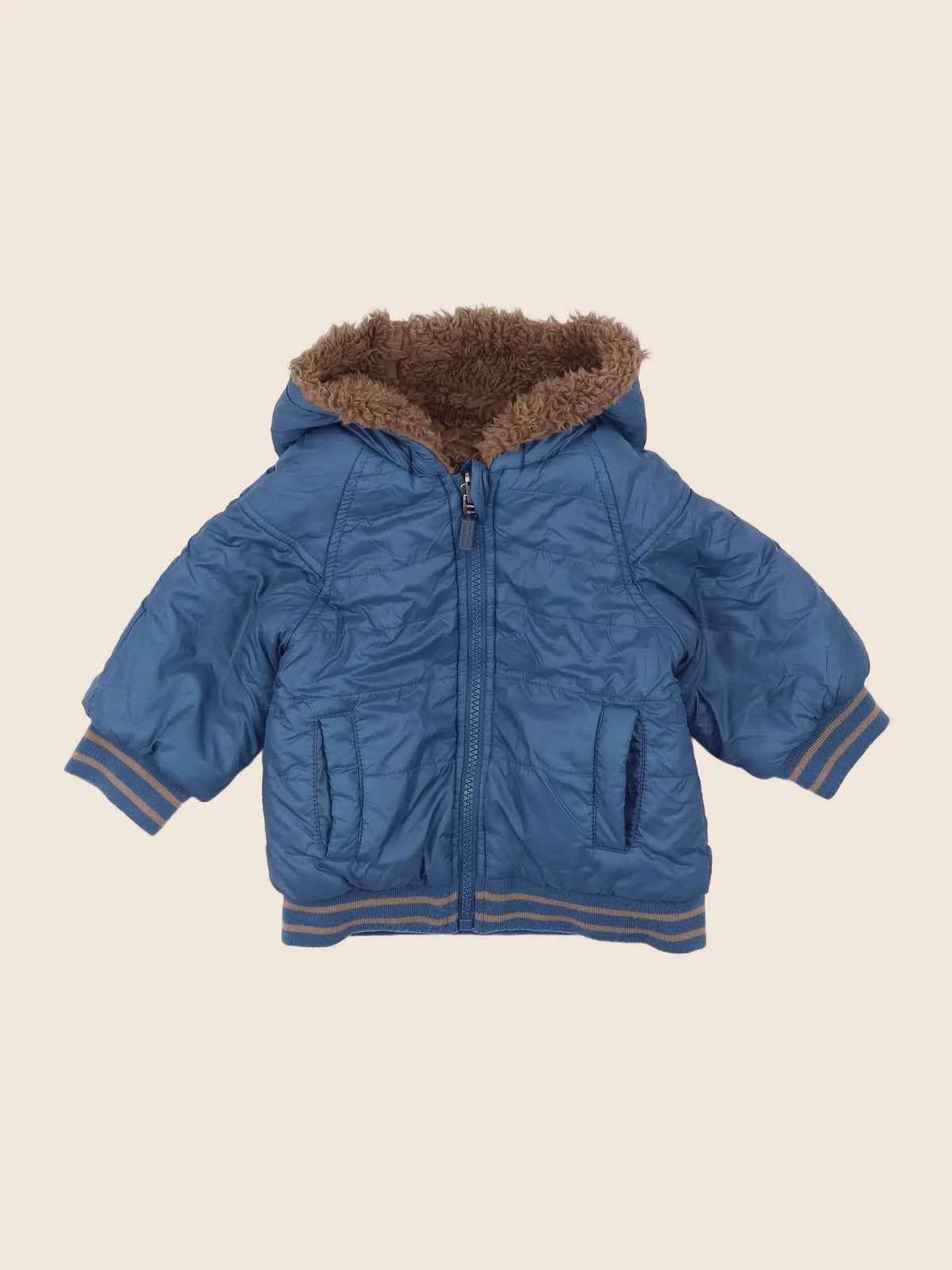 Vertbaudet - doudoune réversible bleu - 12 mois