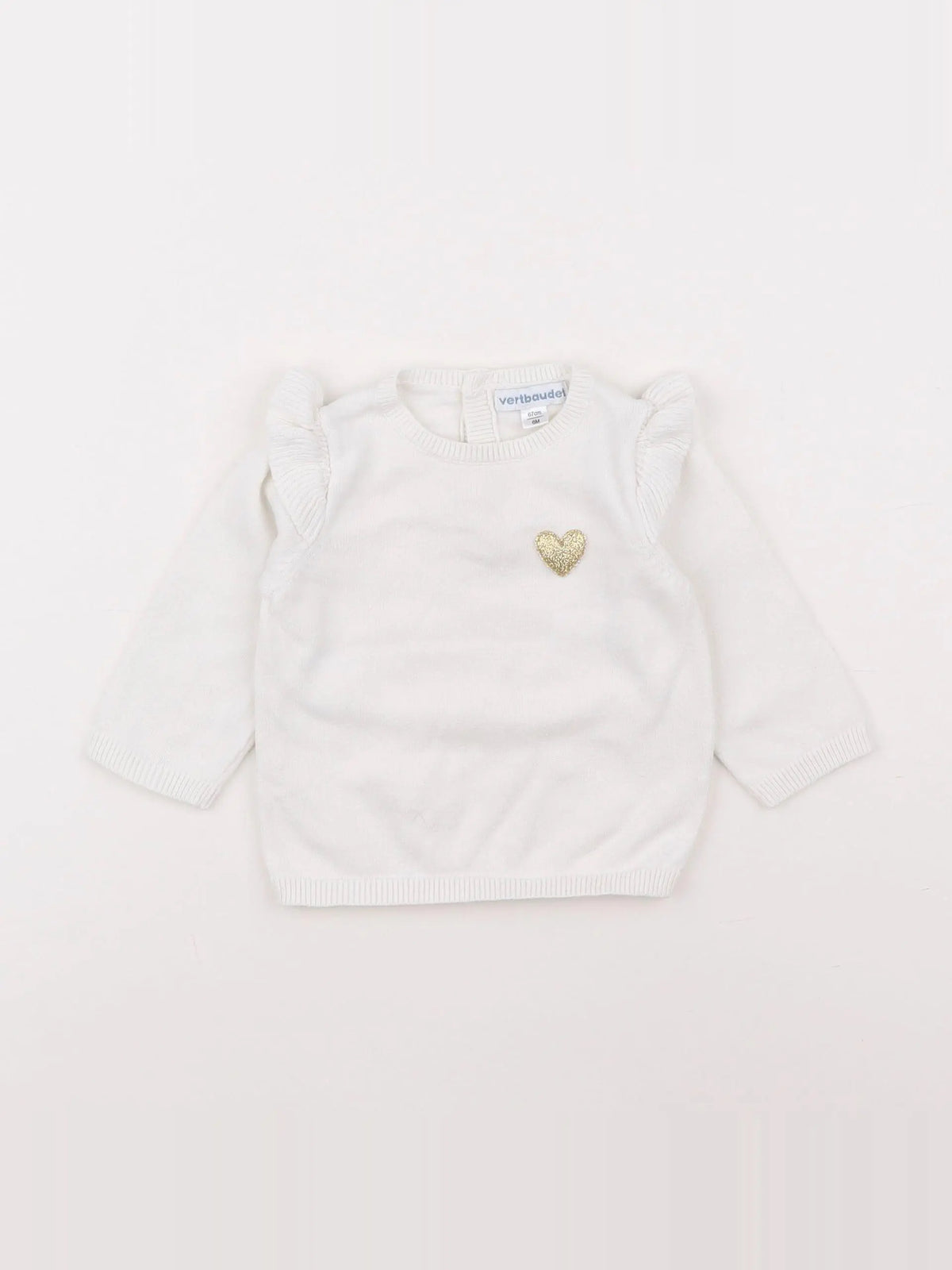 Vertbaudet - pull blanc - 6 mois