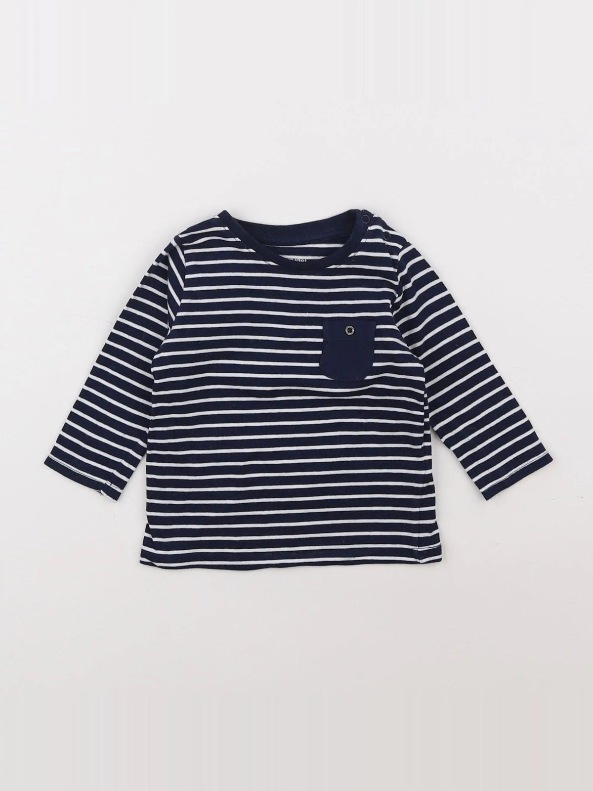 Vertbaudet - tee-shirt bleu, blanc - 6 mois