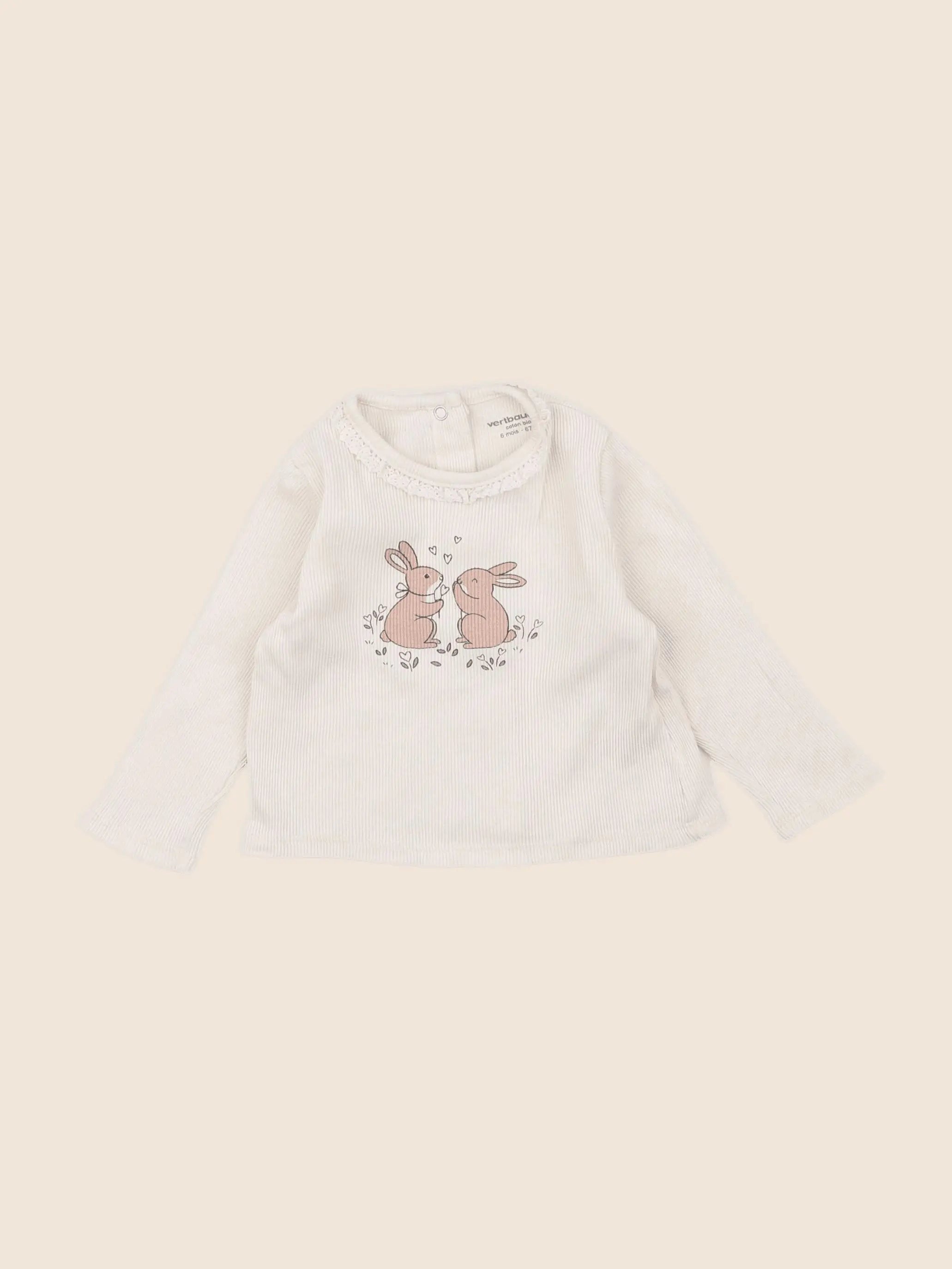 Vertbaudet - tee-shirt beige - 6 mois