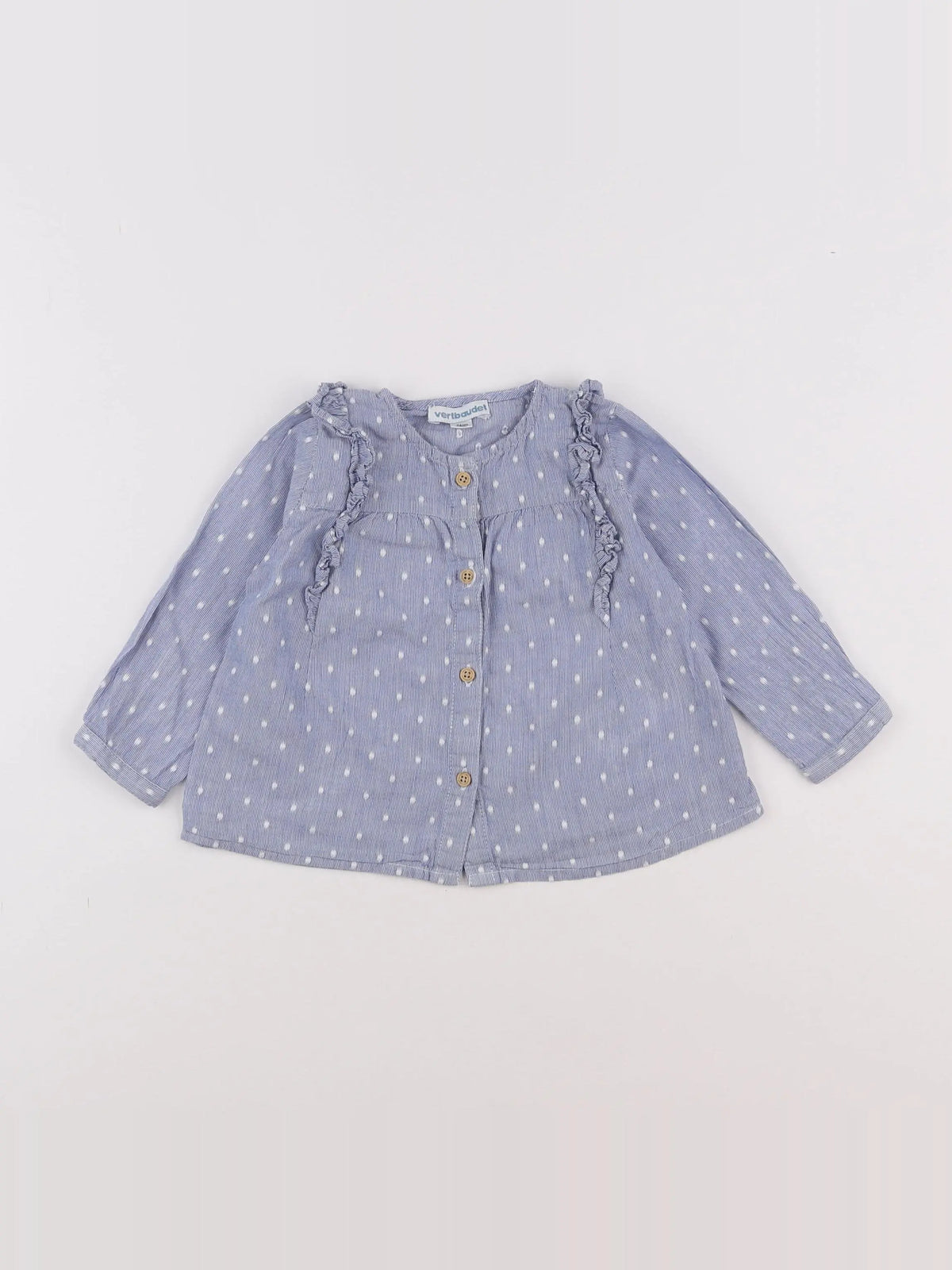 Vertbaudet - blouse bleu, blanc - 12 mois