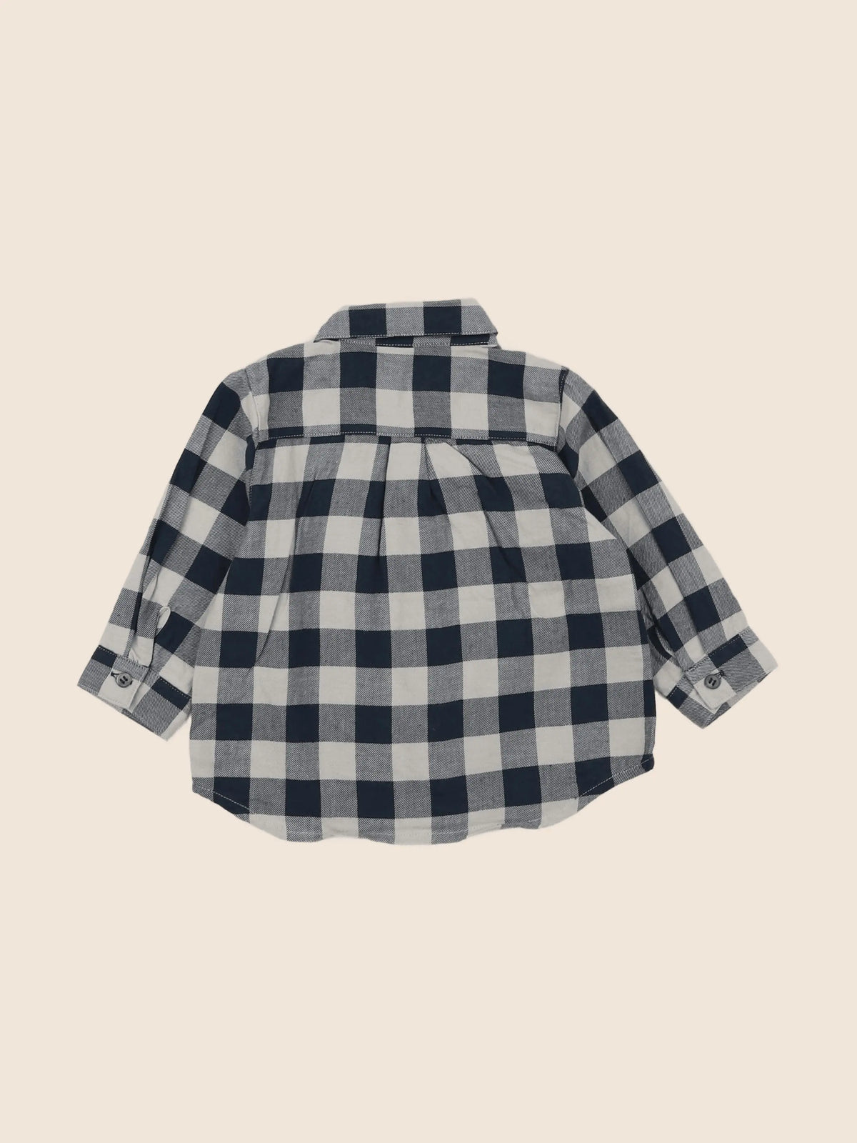 Petit Bateau - chemise bleu, beige - 12 mois