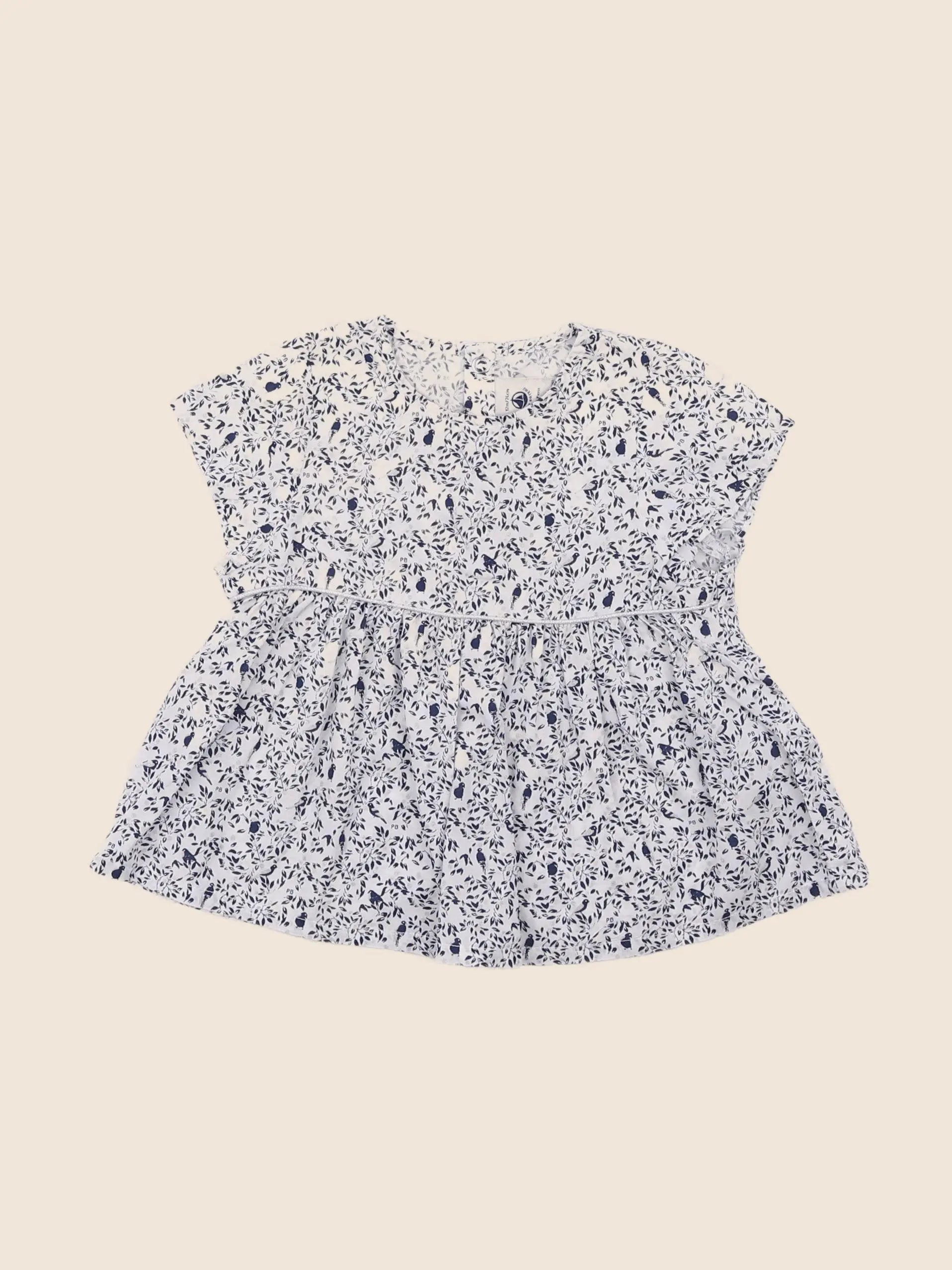 Petit Bateau - blouse bleu - 12 mois