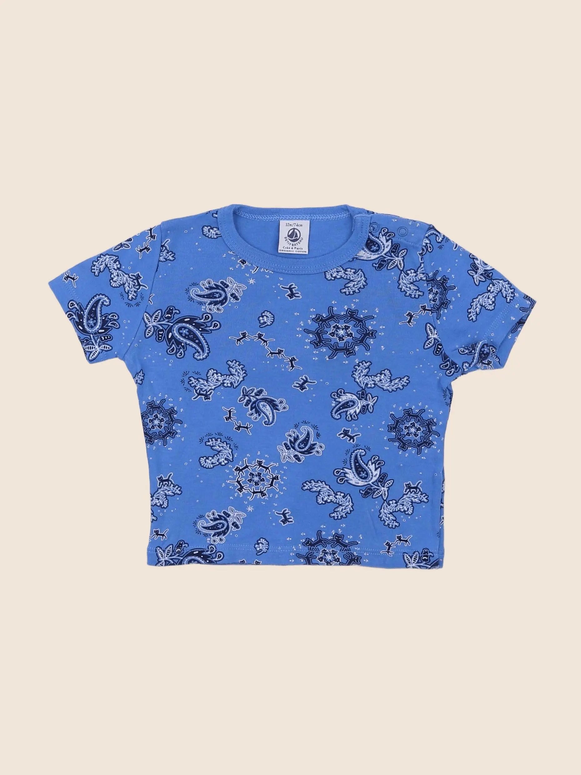 Petit Bateau - tee-shirt bleu - 12 mois