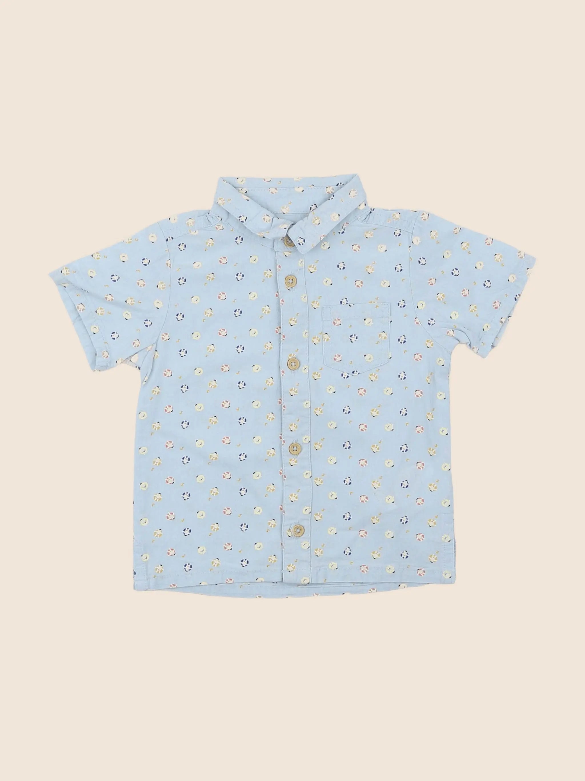 Vertbaudet - chemise bleu - 12 mois