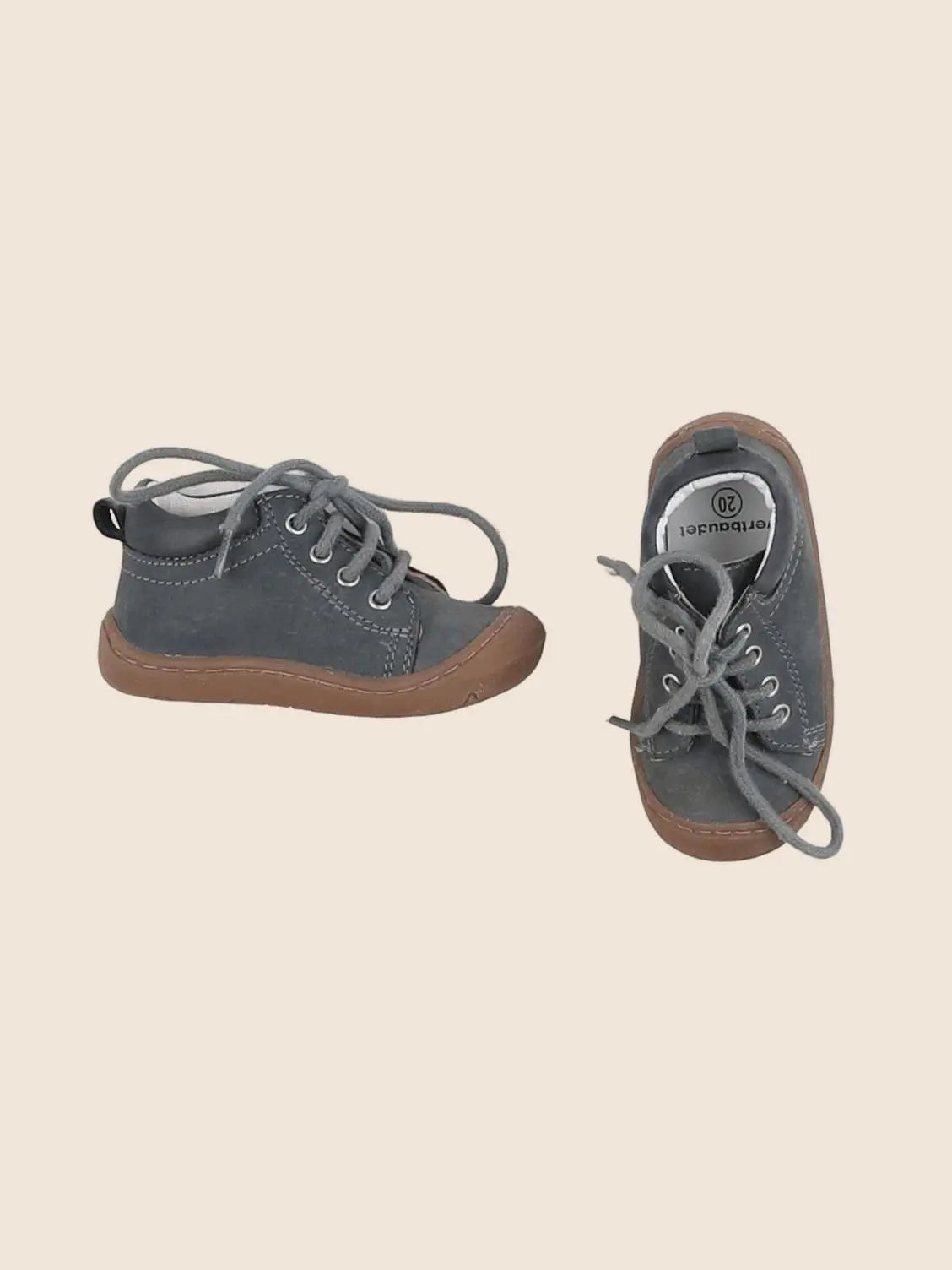 Vertbaudet - tennis à scratch/ lacets gris - pointure 20