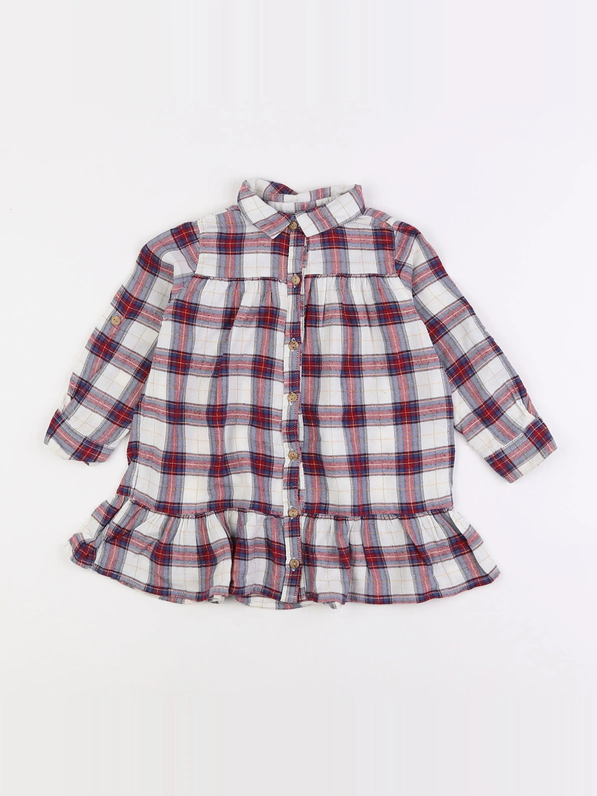 Vertbaudet - robe blanc, rouge - 2 ans